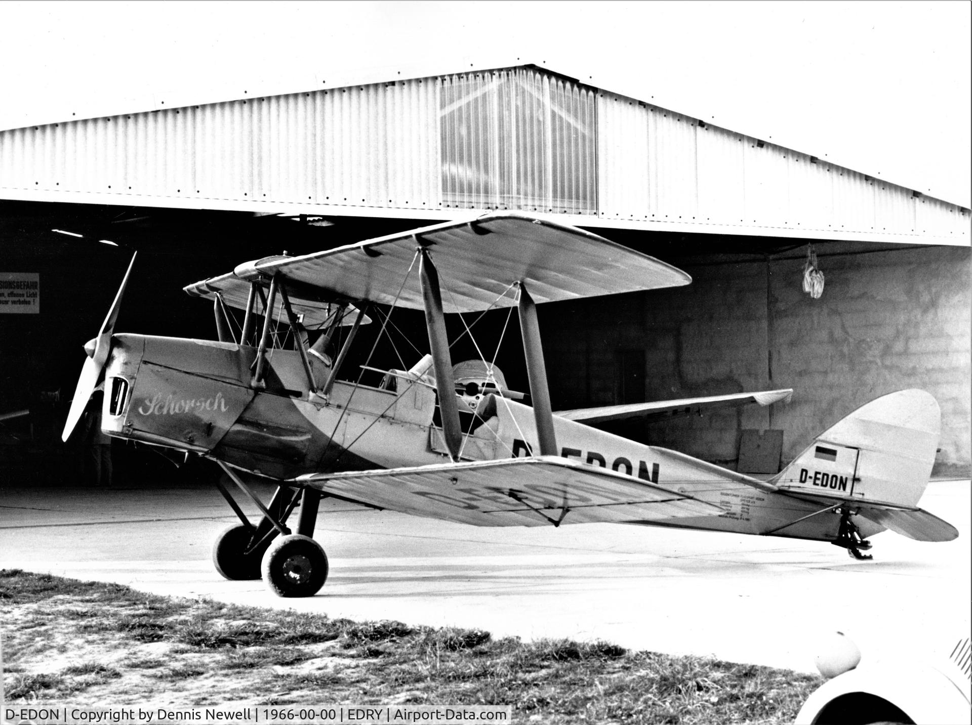 D-EDON, De Havilland DH-82A Tiger Moth II C/N 82043, D-EDON Speyer W. Germany 1966  Labeled Schorsch on cowling.