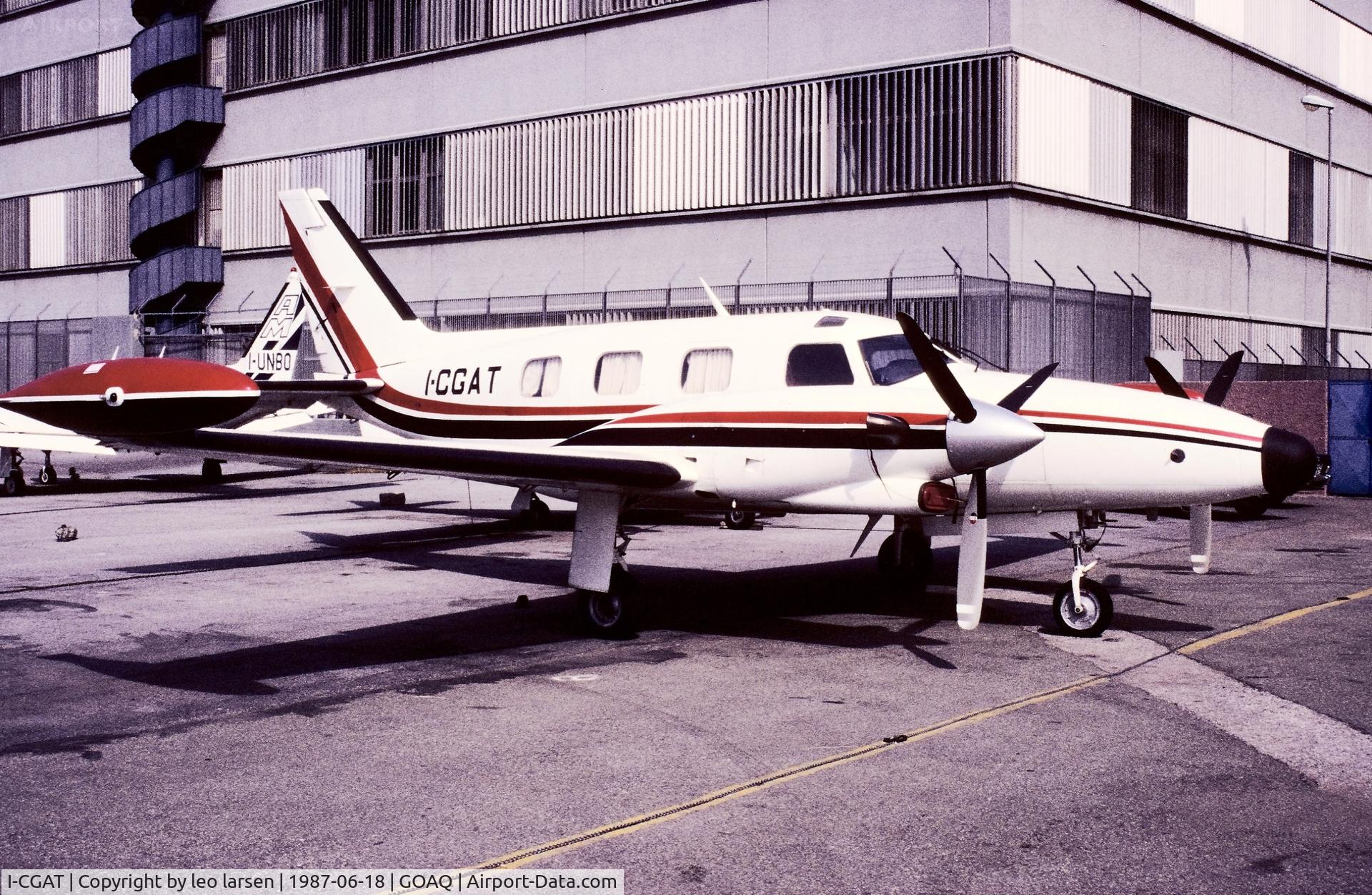 I-CGAT, 1975 Piper PA-31T Cheyenne C/N 31T-7520033, Genoa 18.6.1987