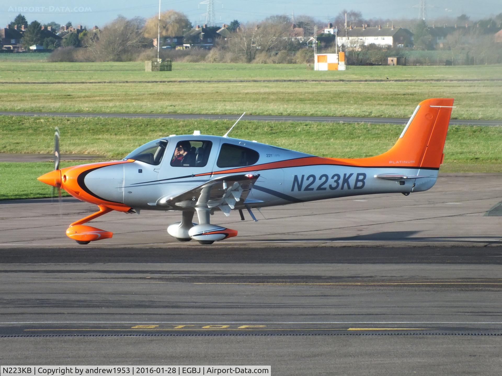 N223KB, 2015 Cirrus SR-22T G5-GTS Platinum C/N 1186, N223KB at Gloucestershire Airport.