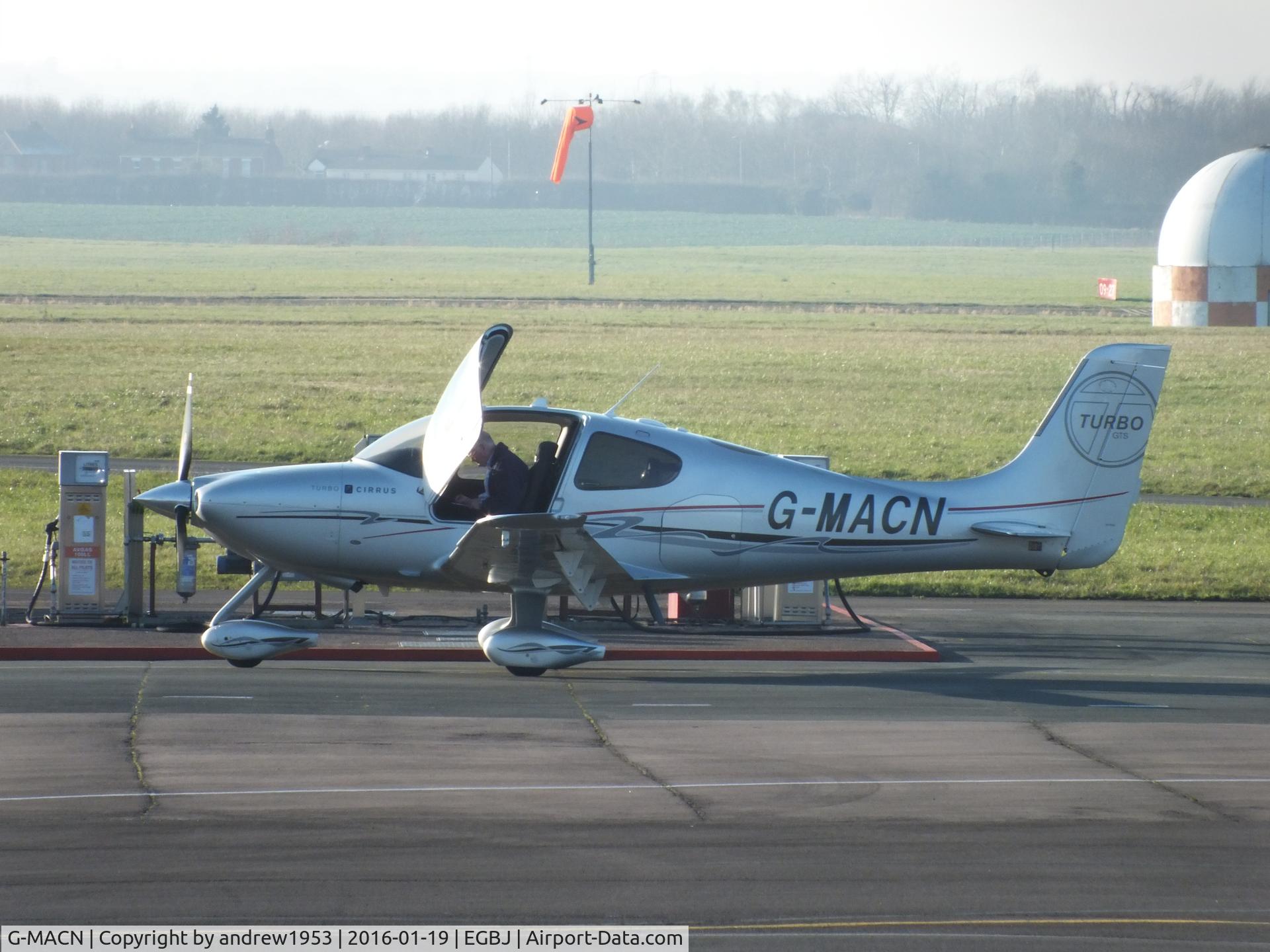 G-MACN, 2009 Cirrus SR22 GTS Turbo C/N 3603, G-MACN at Gloucestershire Airport. (Deregistered 24-Jul-2017 now in Germany)