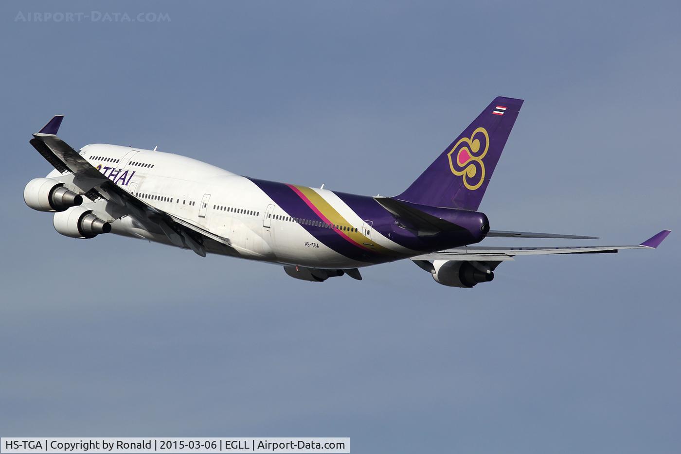 HS-TGA, 2001 Boeing 747-4D7 C/N 32369, at lhr