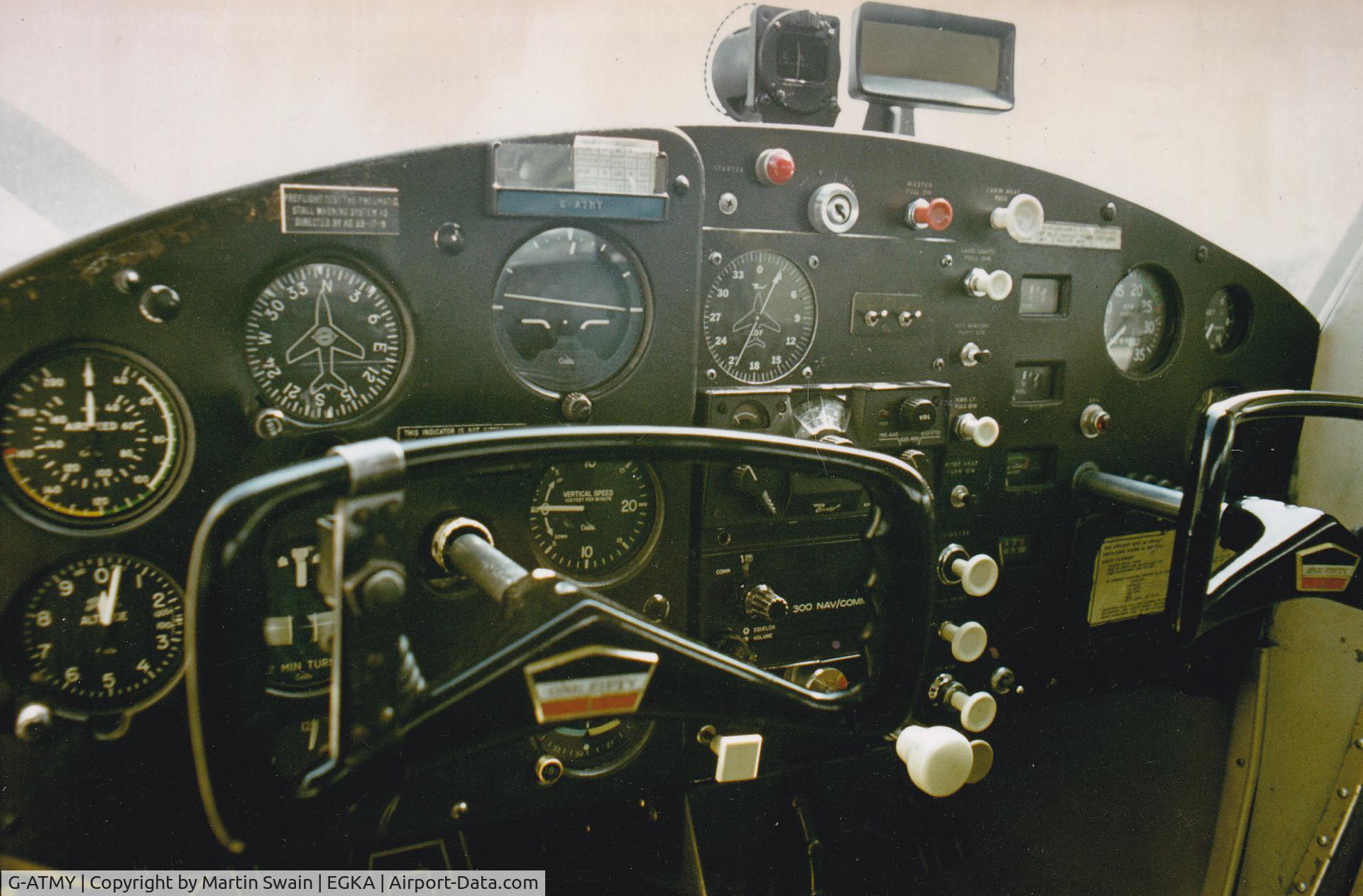 G-ATMY, 1965 Cessna 150F C/N 150-62642, Cessna 150F at Shoreham belonging to Toon Ghose Aviation, Later Southern Aero Club circa 1980.