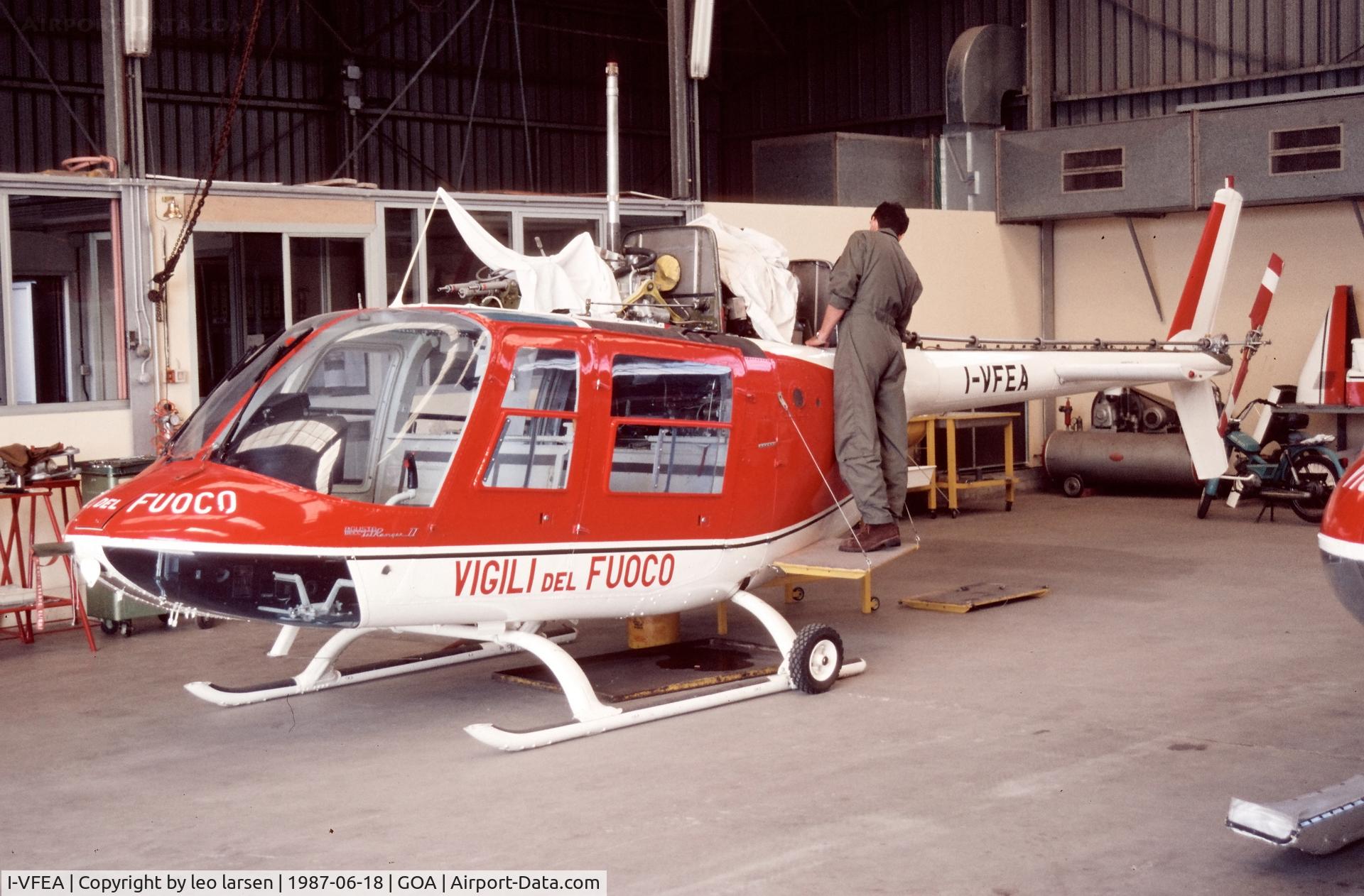 I-VFEA, 1976 Agusta-Bell 296B Jetranger II C/N 8514, Genoa 18.6.1987