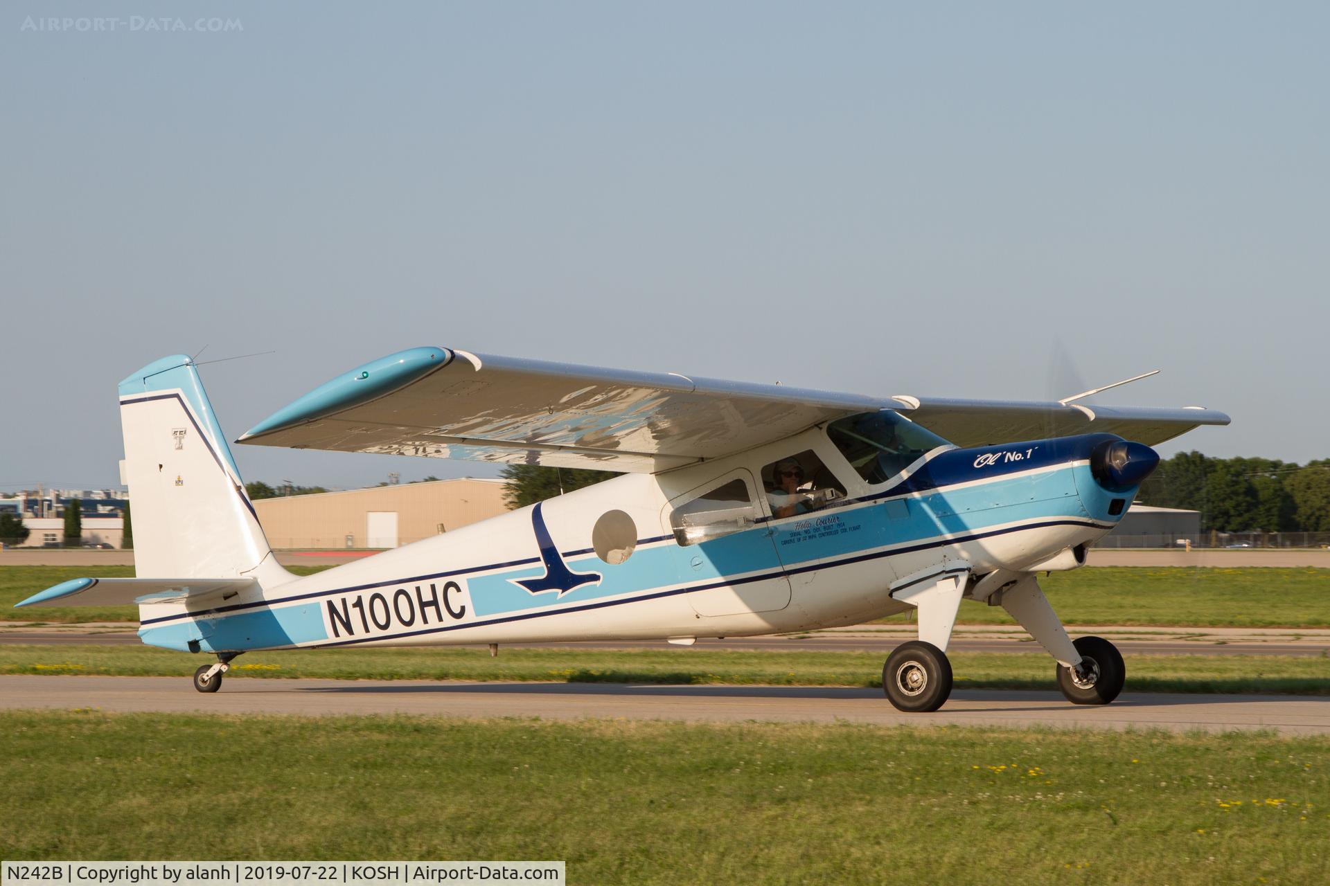 N242B, 1954 Helio H-391B Courier Courier C/N 001, At AirVenture 2019, marked as N100HC - presumably this desired registration was subsequently refused...
