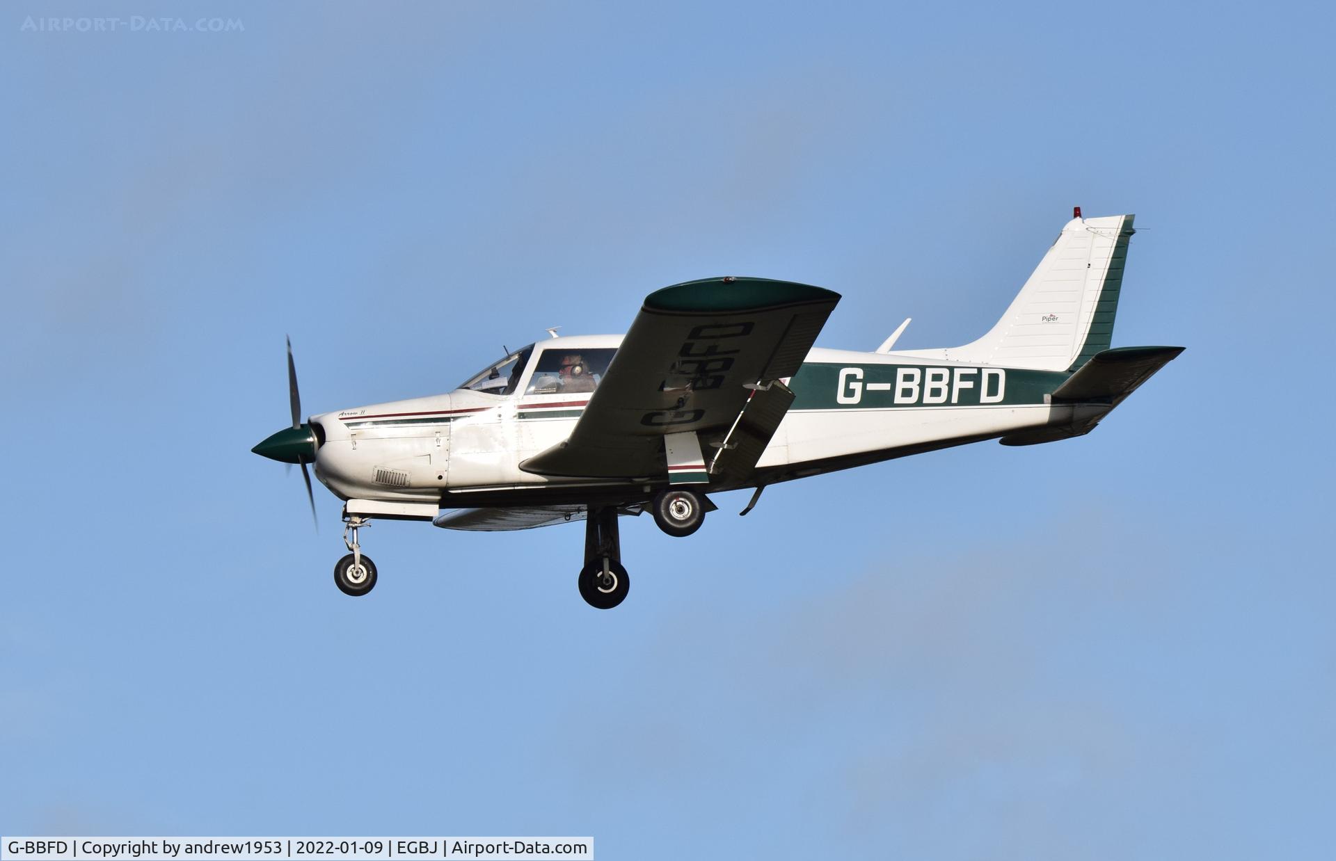 G-BBFD, 1973 Piper PA-28R-200-2 Cherokee Arrow II C/N 28R-7335342, G-BBFD at Gloucestershire Airport.