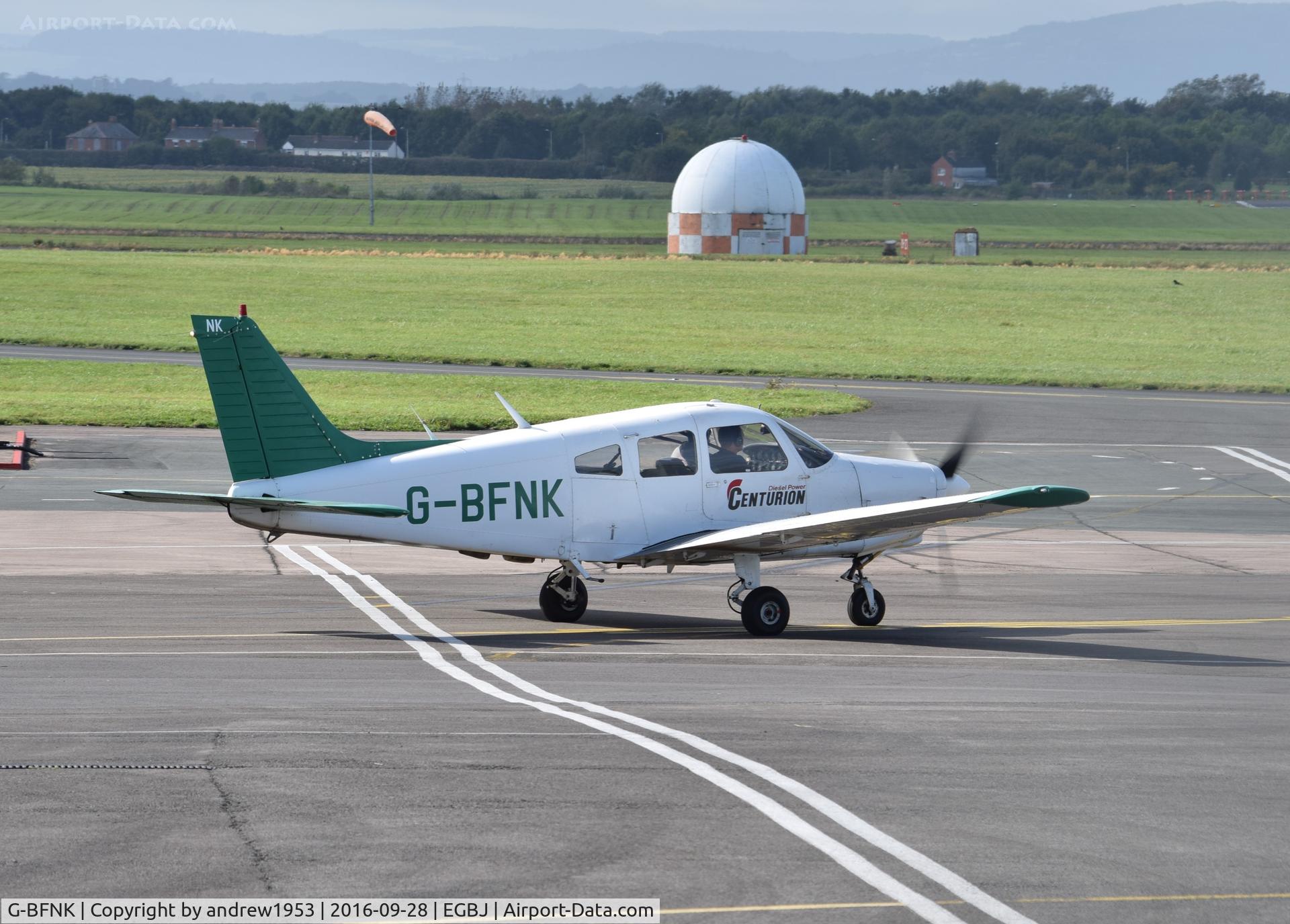 G-BFNK, 1977 Piper PA-28-161 Cherokee Warrior II C/N 28-7816282, G-BFNK at Gloucestershire Airport.