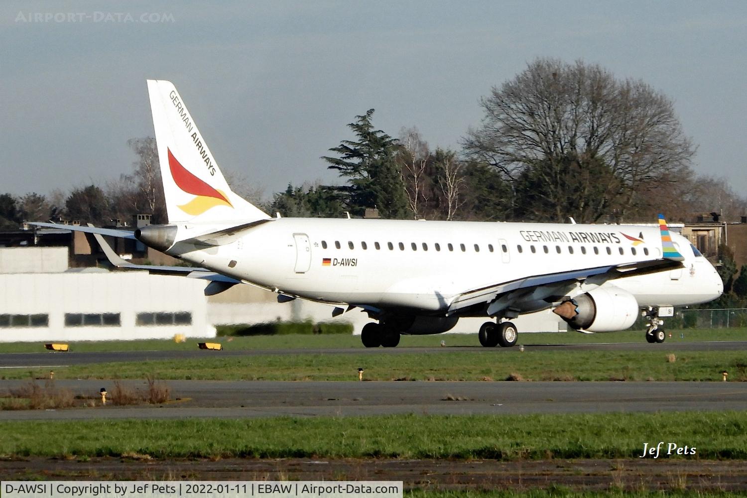 D-AWSI, 2007 Embraer 190LR (ERJ-190-100LR) C/N 19000074, D-AWSI of German Airways at Antwerp Airport.