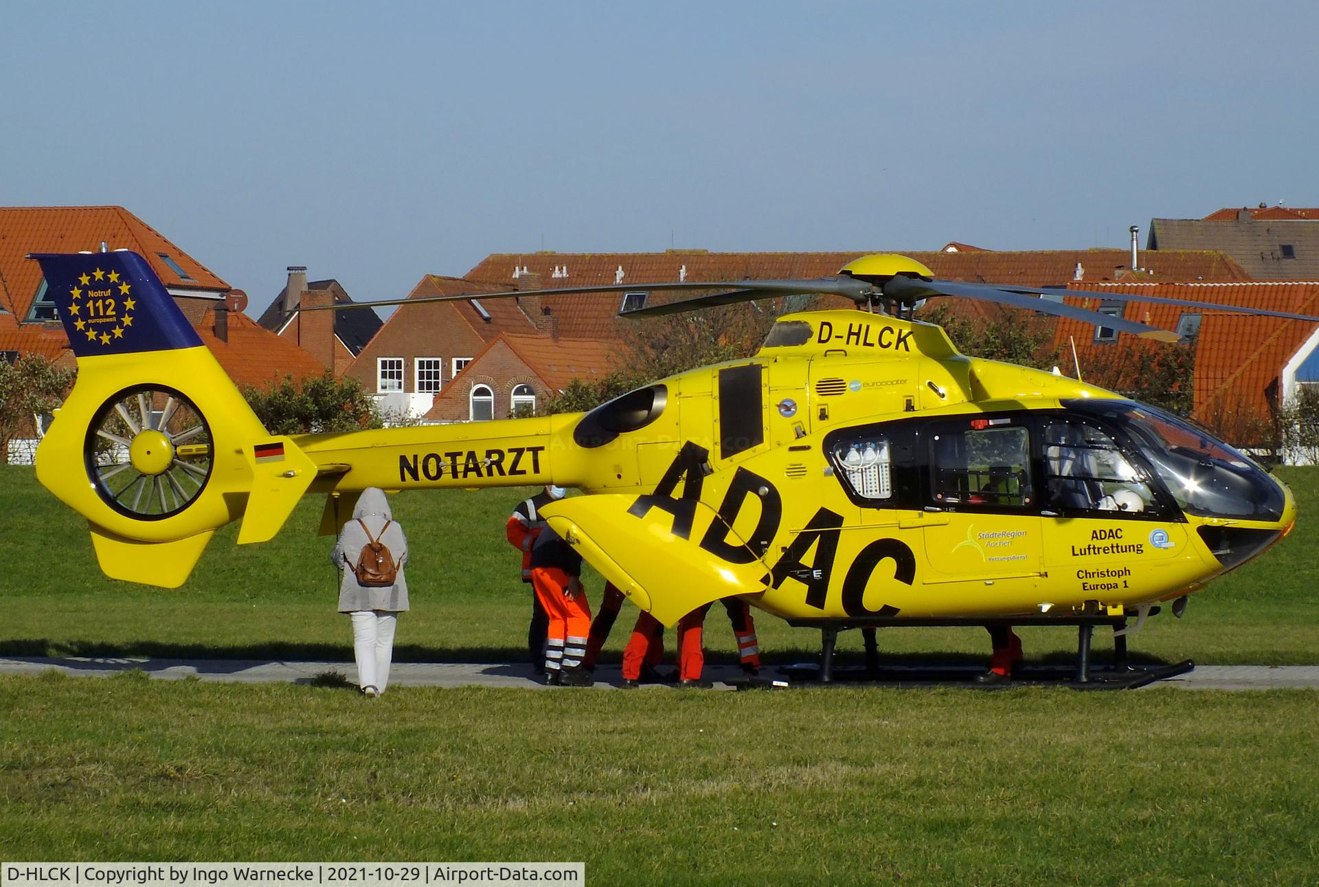 D-HLCK, Eurocopter EC-135P-2+ C/N 1003, Eurocopter EC135P2+ 'Christoph Europa 1'  EMS-helicopter of ADAC Luftrettung at the shoreside park in Juist (East Frisia)
