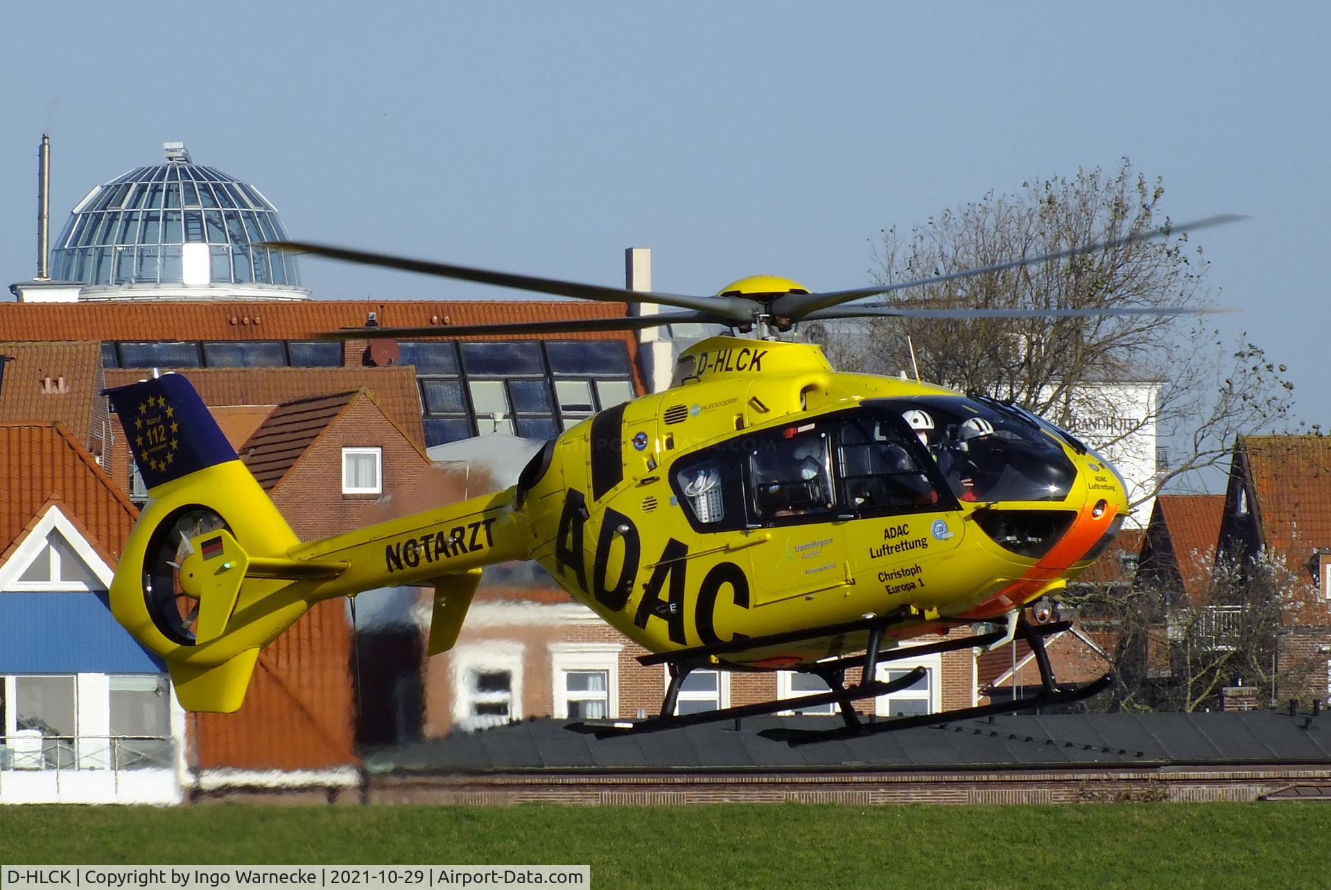 D-HLCK, Eurocopter EC-135P-2+ C/N 1003, Eurocopter EC135P2+ 'Christoph Europa 1'  EMS-helicopter of ADAC Luftrettung at the shoreside park in Juist (East Frisia)