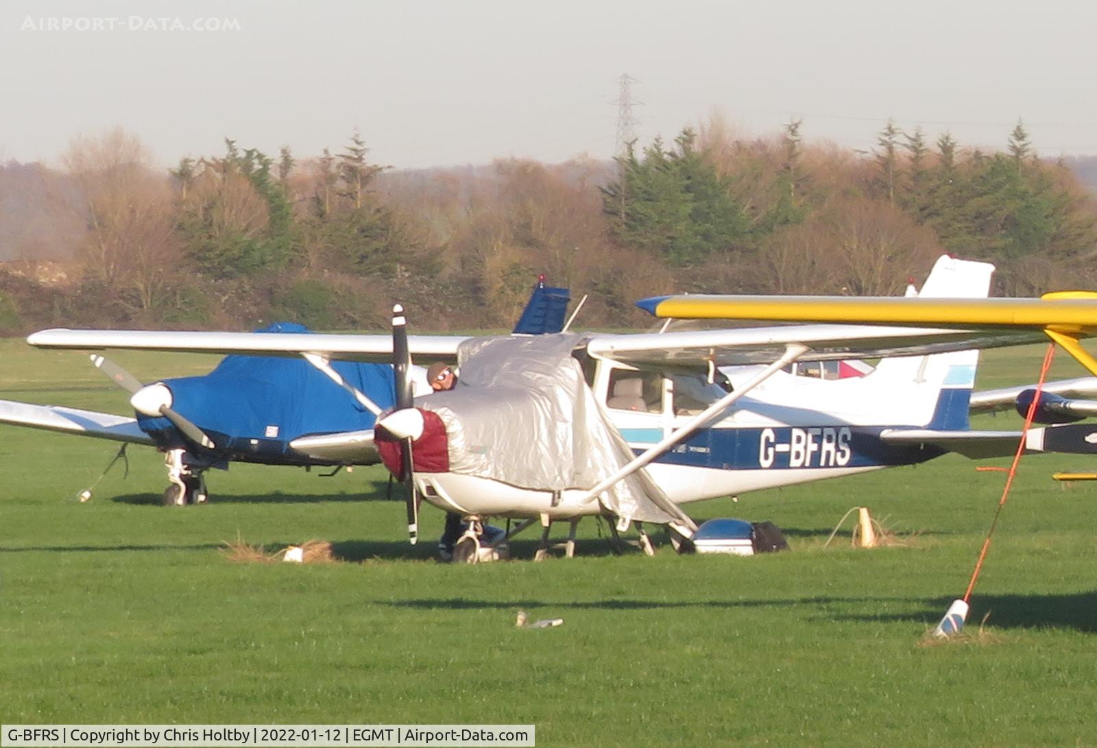 G-BFRS, 1977 Reims F172N Skyhawk C/N 1555, Being worked on at its base at Thurrock Airfield, Essex