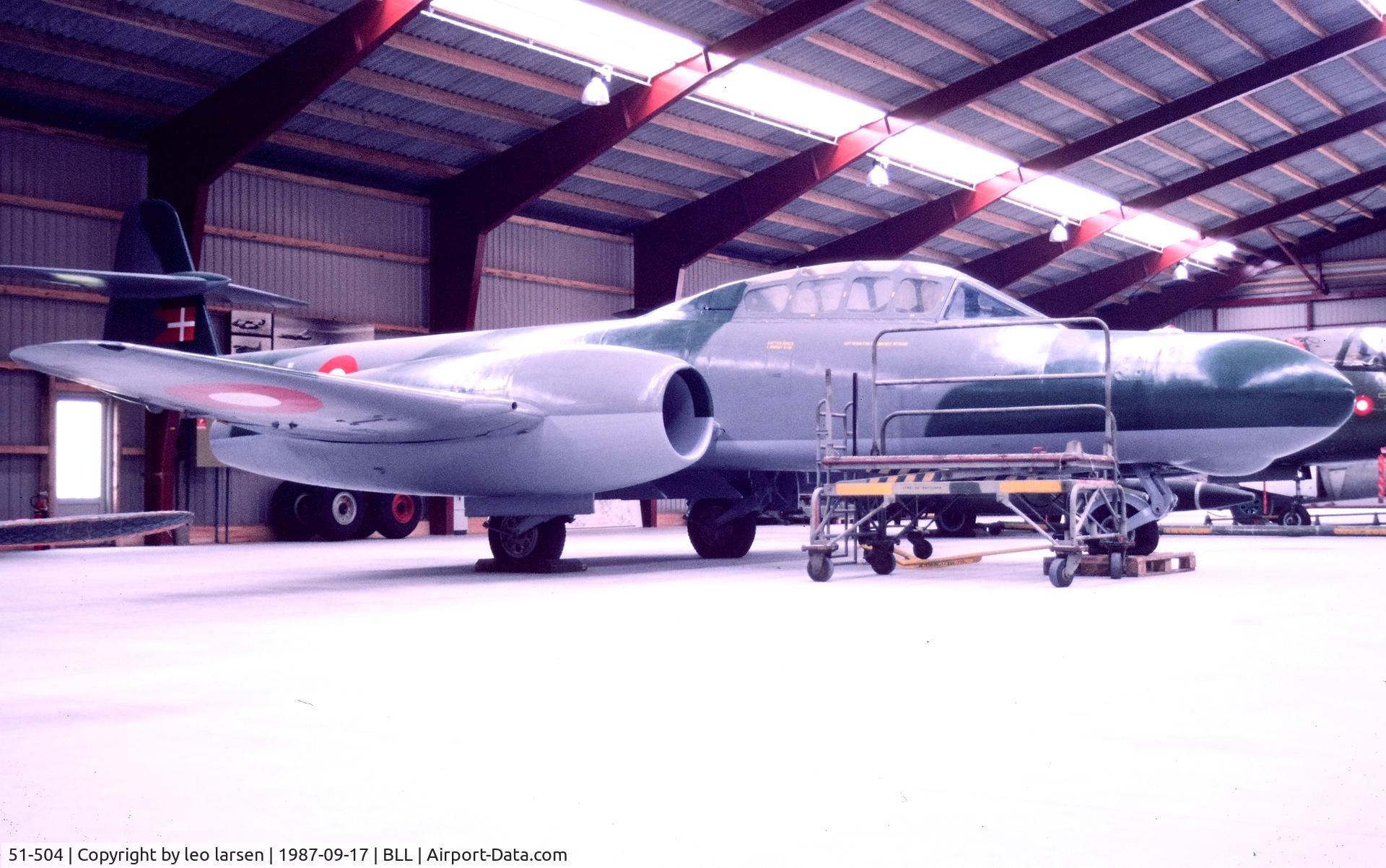 51-504, 1952 Gloster Meteor NF.11 C/N 5545, Billund 17.9.1987