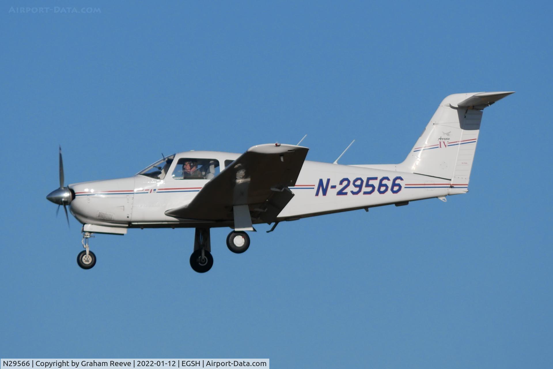 N29566, 1979 Piper PA-28RT-201 Arrow IV C/N 28R-7918146, Landing at Norwich.