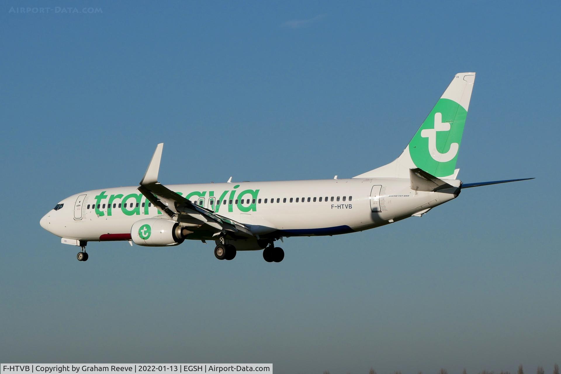 F-HTVB, 2016 Boeing 737-8K2 C/N 62161, Landing at Norwich.