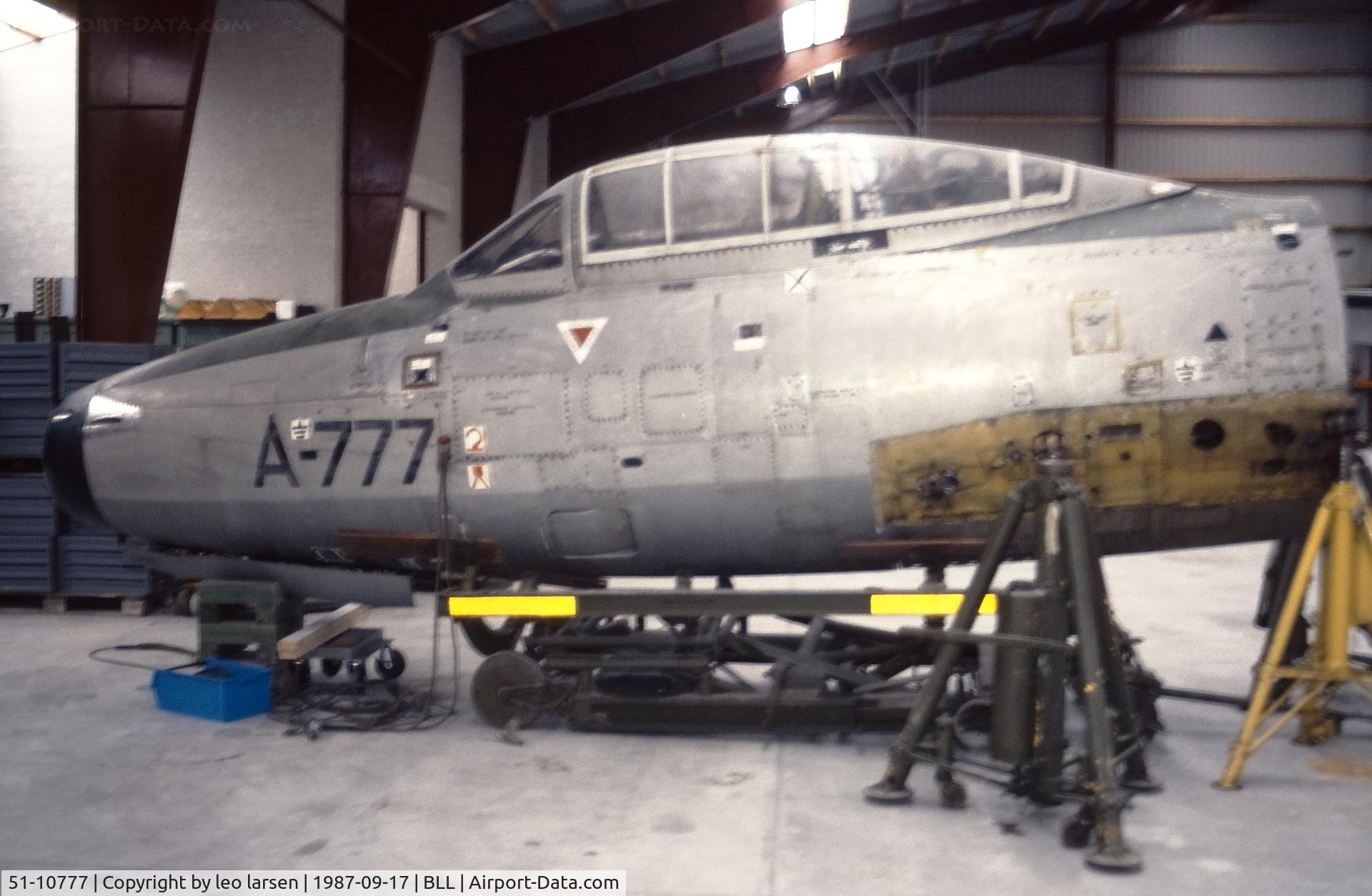 51-10777, 1951 Republic Aviation F-84G Thunderjet C/N 2542-1230B, Billund 17.9.1987