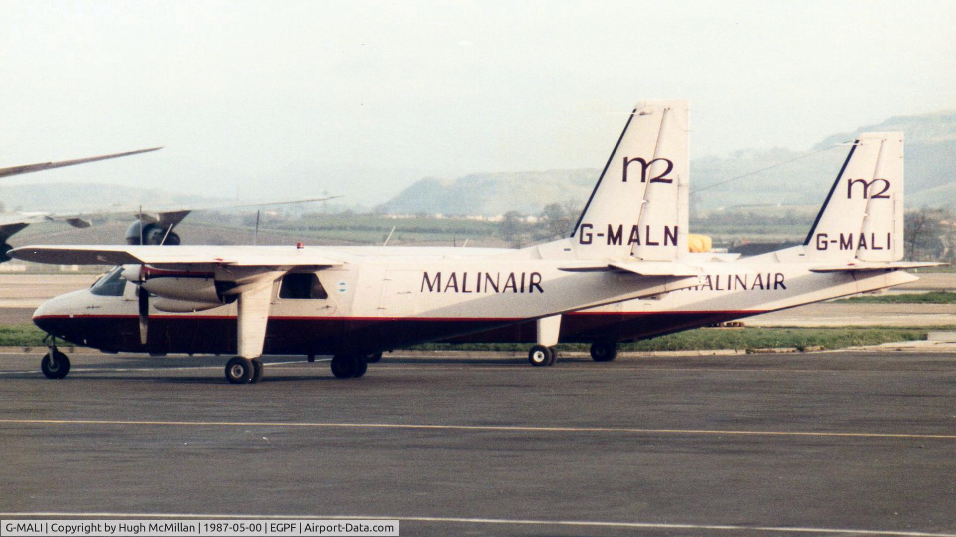 G-MALI, 1977 Britten-Norman BN-2A-26 Islander C/N 2011, Glasgow EGPF