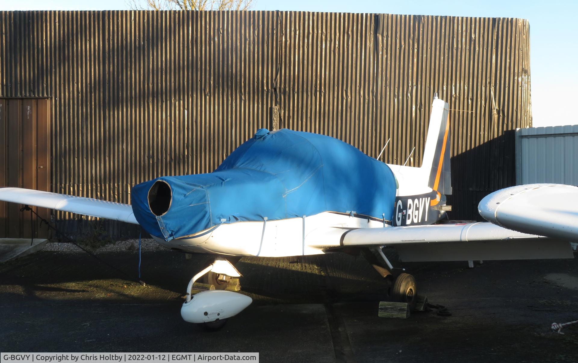 G-BGVY, 1979 Gulfstream American AA-5B Tiger C/N AA5B-1080, Parked and covered at Thurrock Airfield