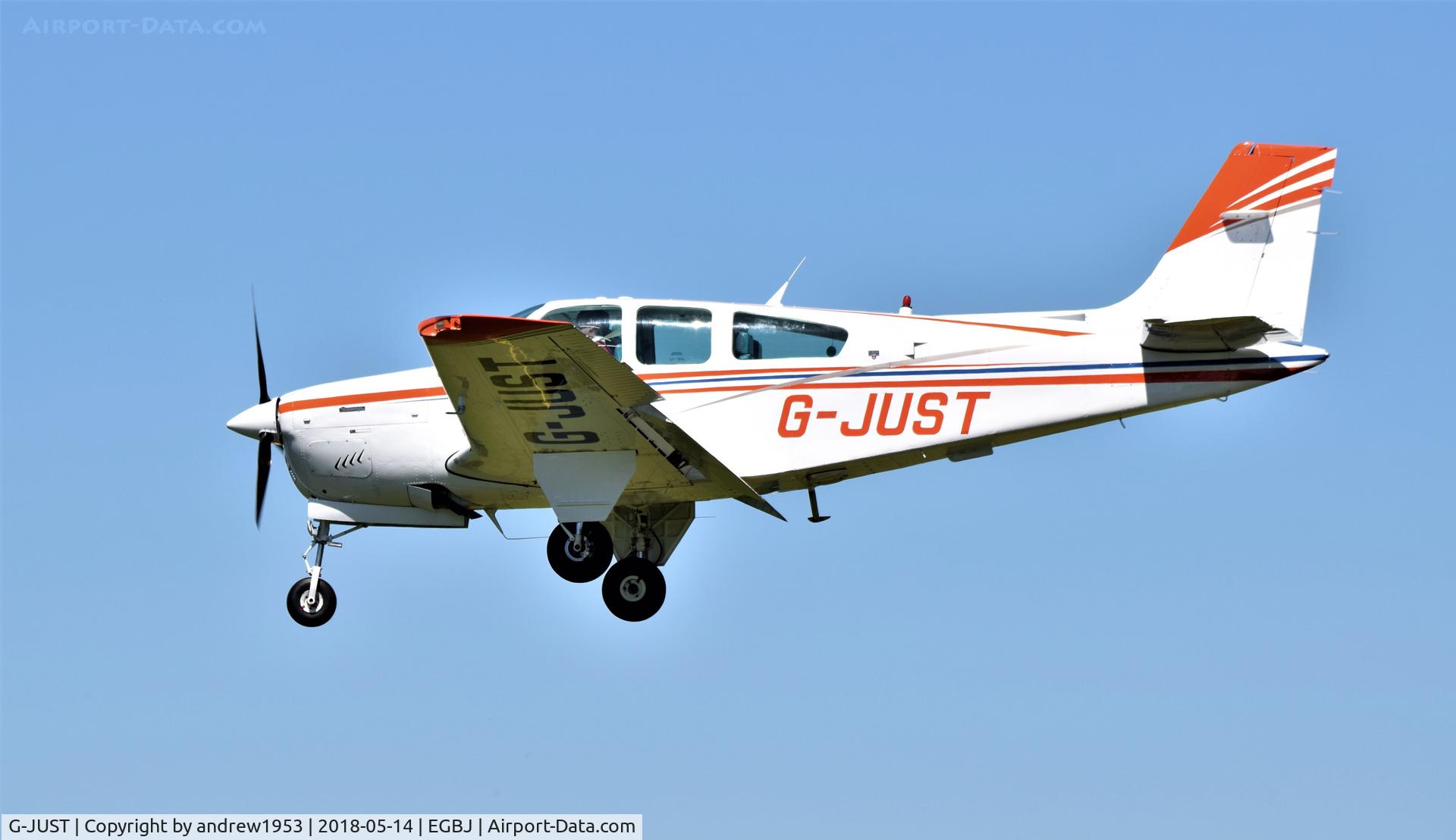 G-JUST, 1987 Beech F33A Bonanza C/N CE-1165, G-JUST at Gloucestershire Airport.