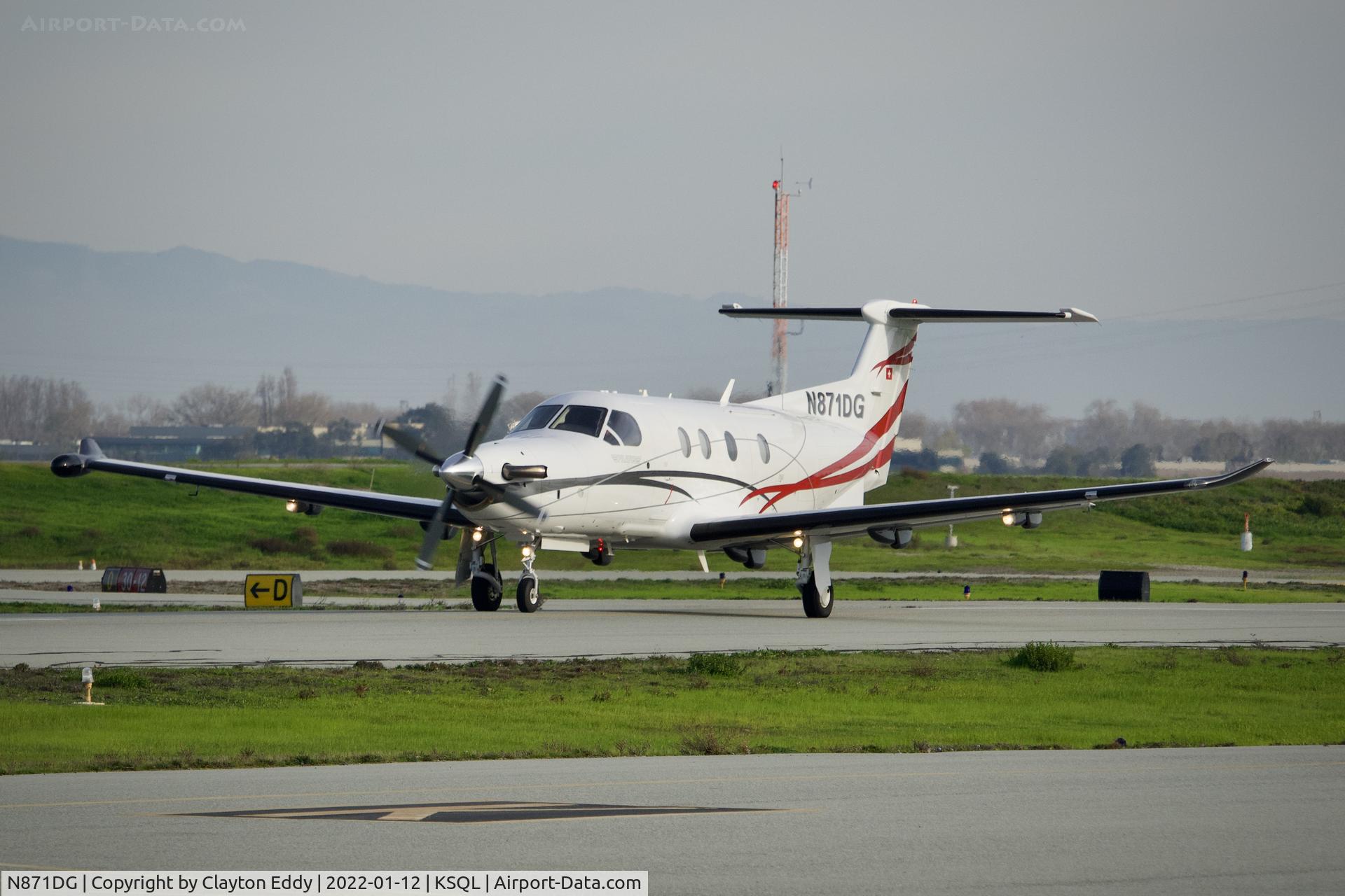 N871DG, 2013 Pilatus PC-12/47E C/N 1402, San Carlos Airport in California 2022.