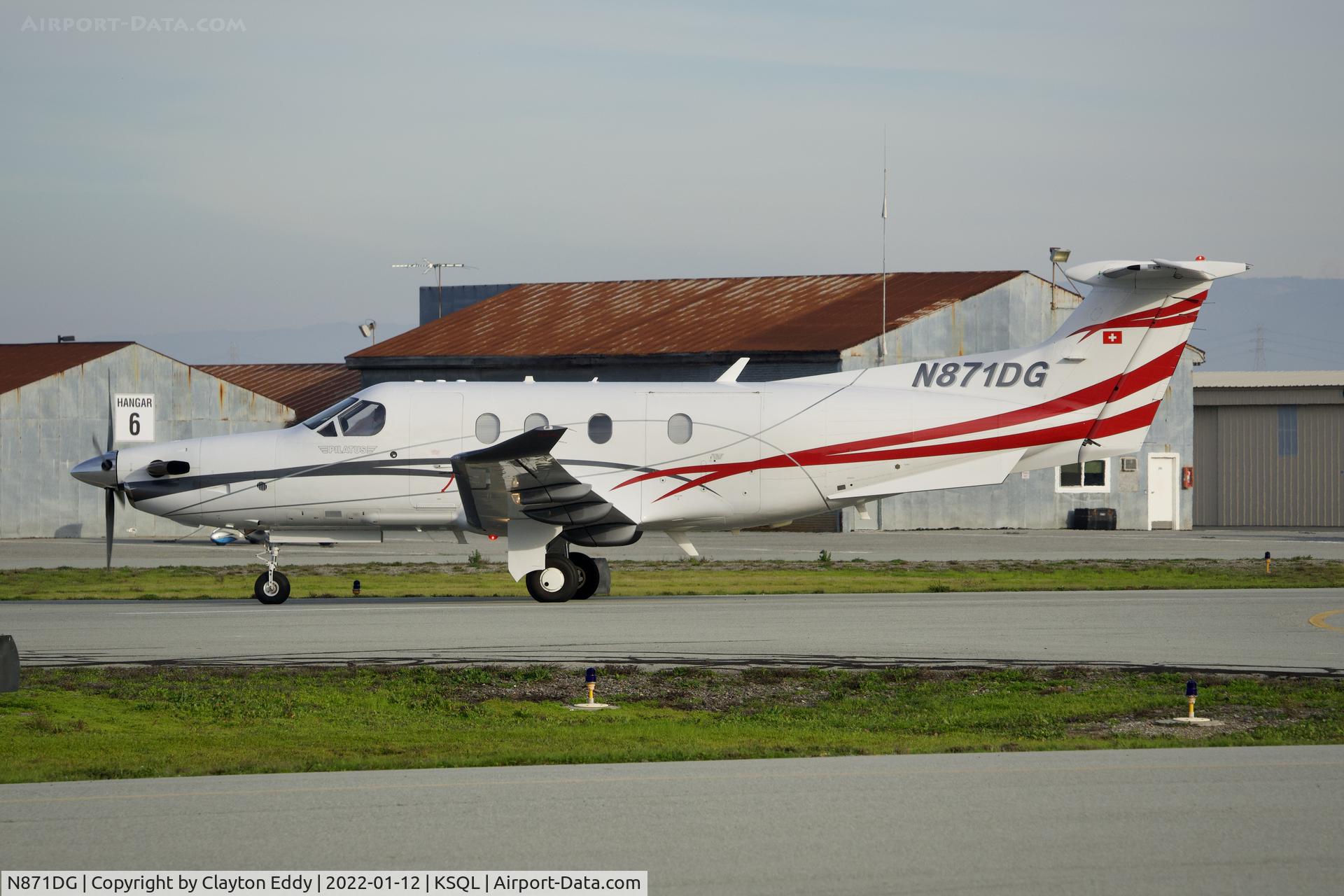 N871DG, 2013 Pilatus PC-12/47E C/N 1402, San Carlos Airport in California 2022.