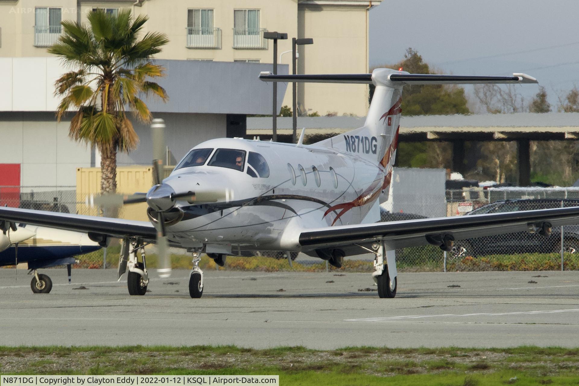 N871DG, 2013 Pilatus PC-12/47E C/N 1402, San Carlos Airport in California 2022.
