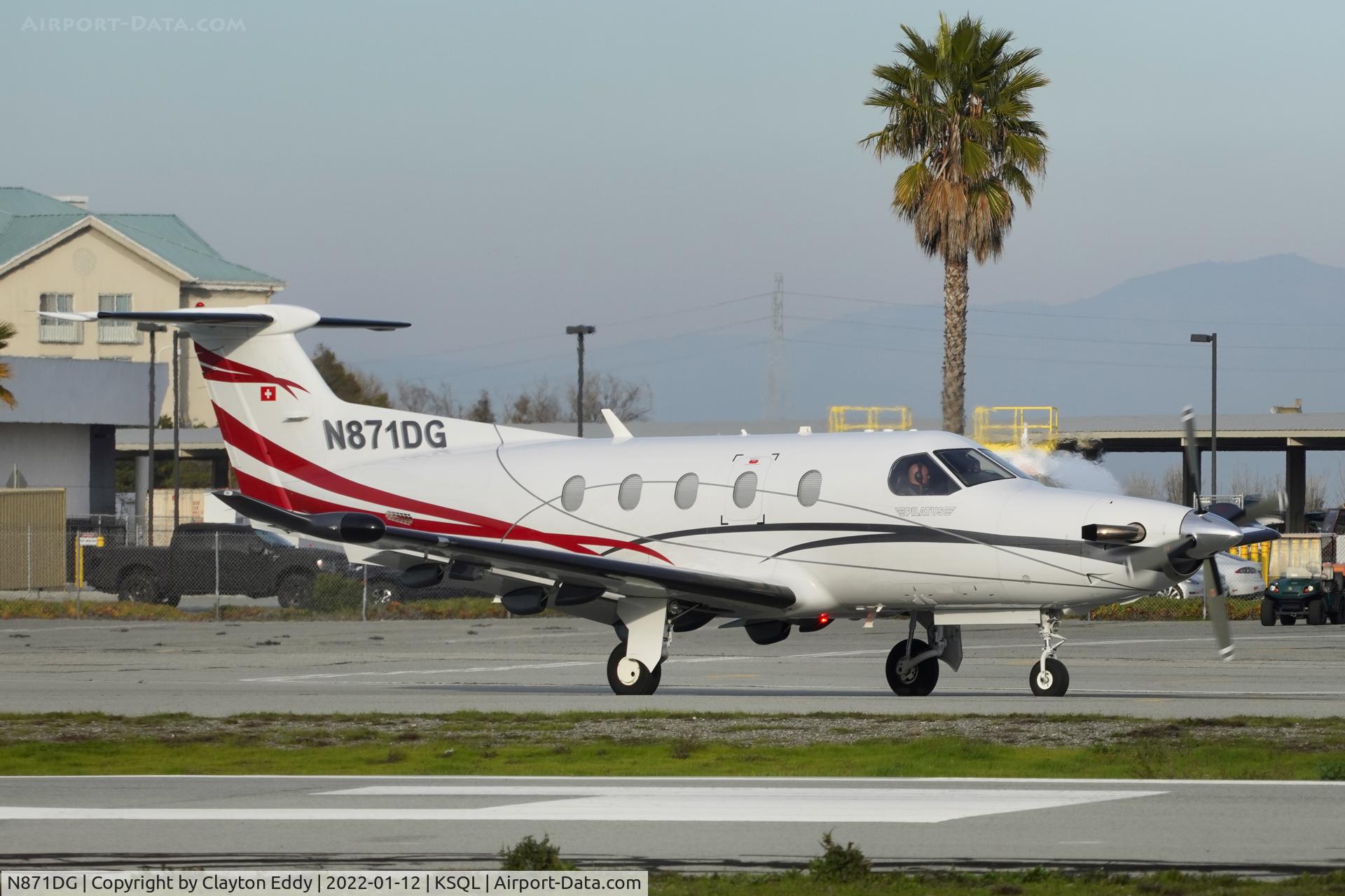 N871DG, 2013 Pilatus PC-12/47E C/N 1402, San Carlos Airport in California 2022.