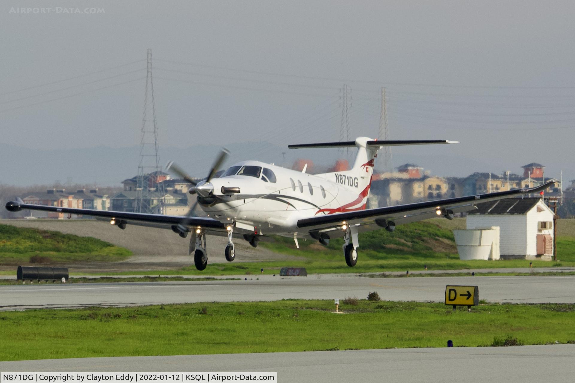 N871DG, 2013 Pilatus PC-12/47E C/N 1402, San Carlos Airport in California 2022.