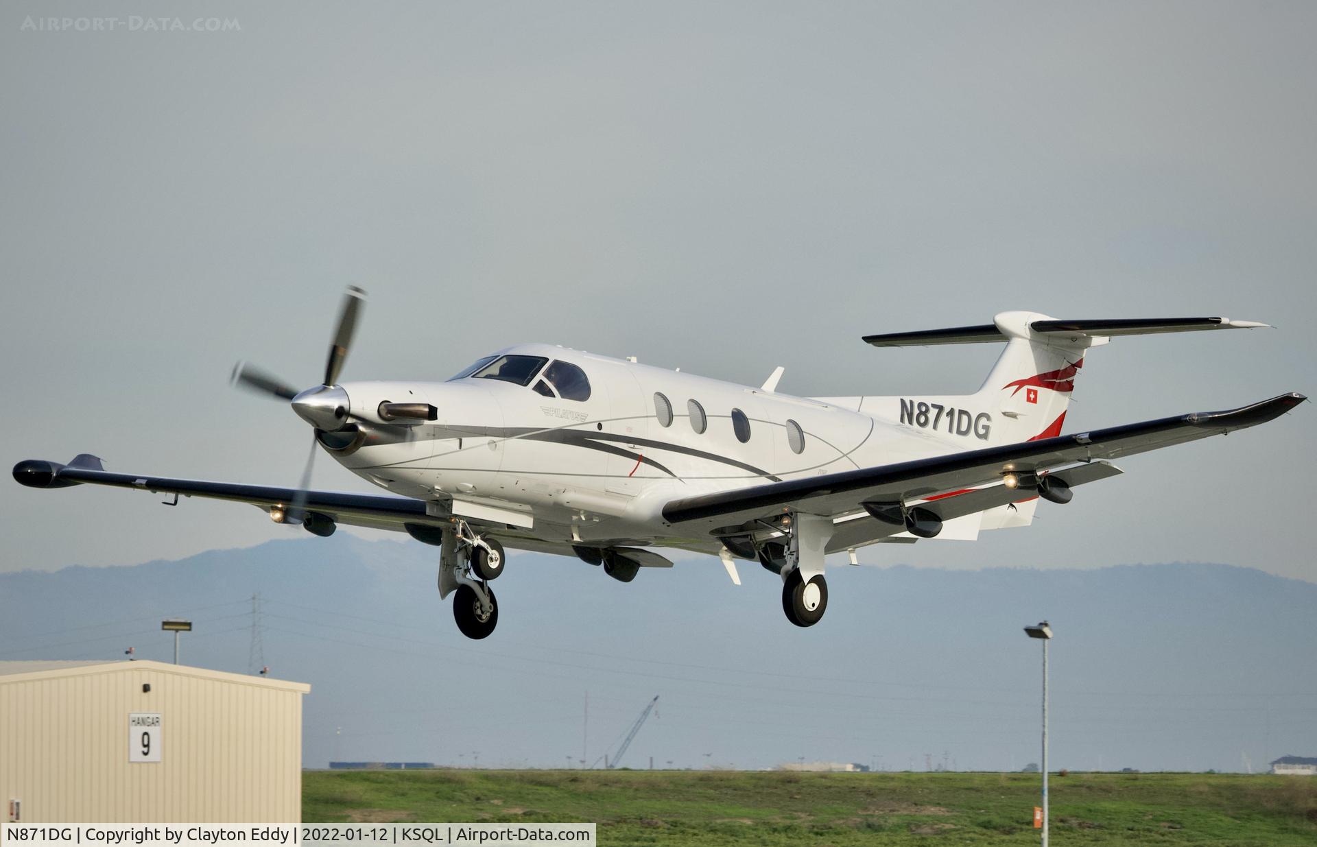N871DG, 2013 Pilatus PC-12/47E C/N 1402, San Carlos Airport in California 2022.