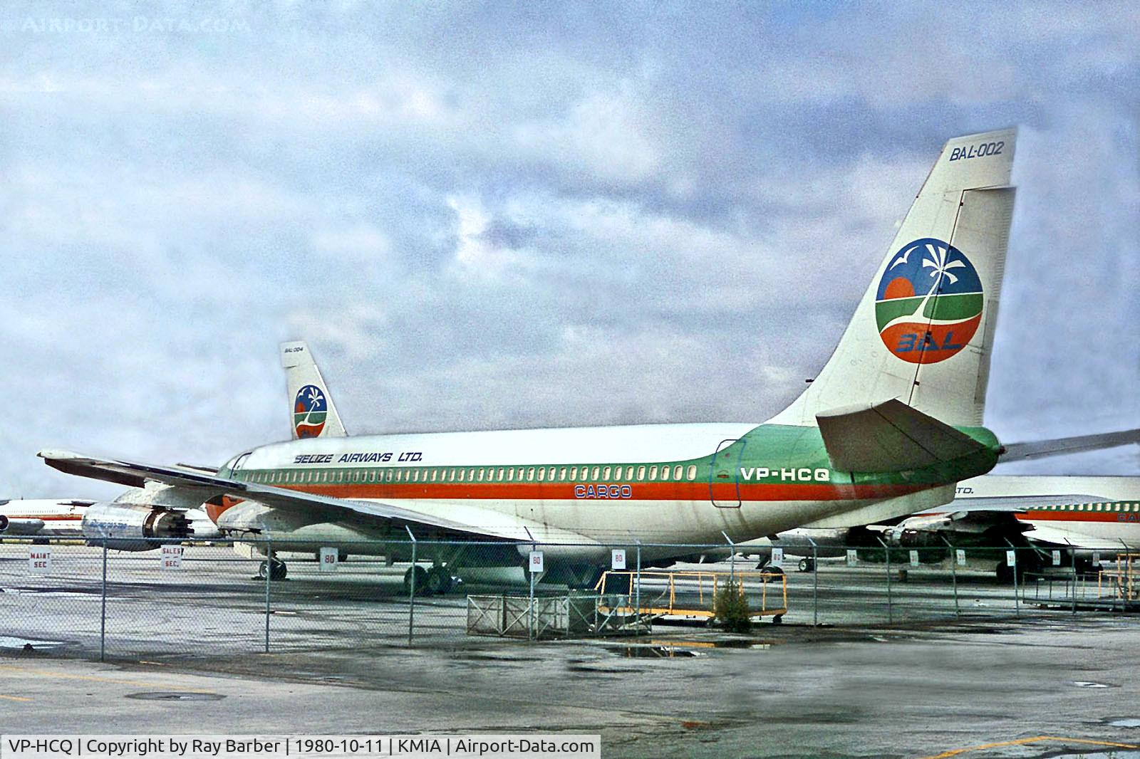 VP-HCQ, 1961 Boeing 720-022 C/N 18076, VP-HCQ   Boeing 720-022 [18076] (Belize Airways) Miami-Int~N 11/10/1980