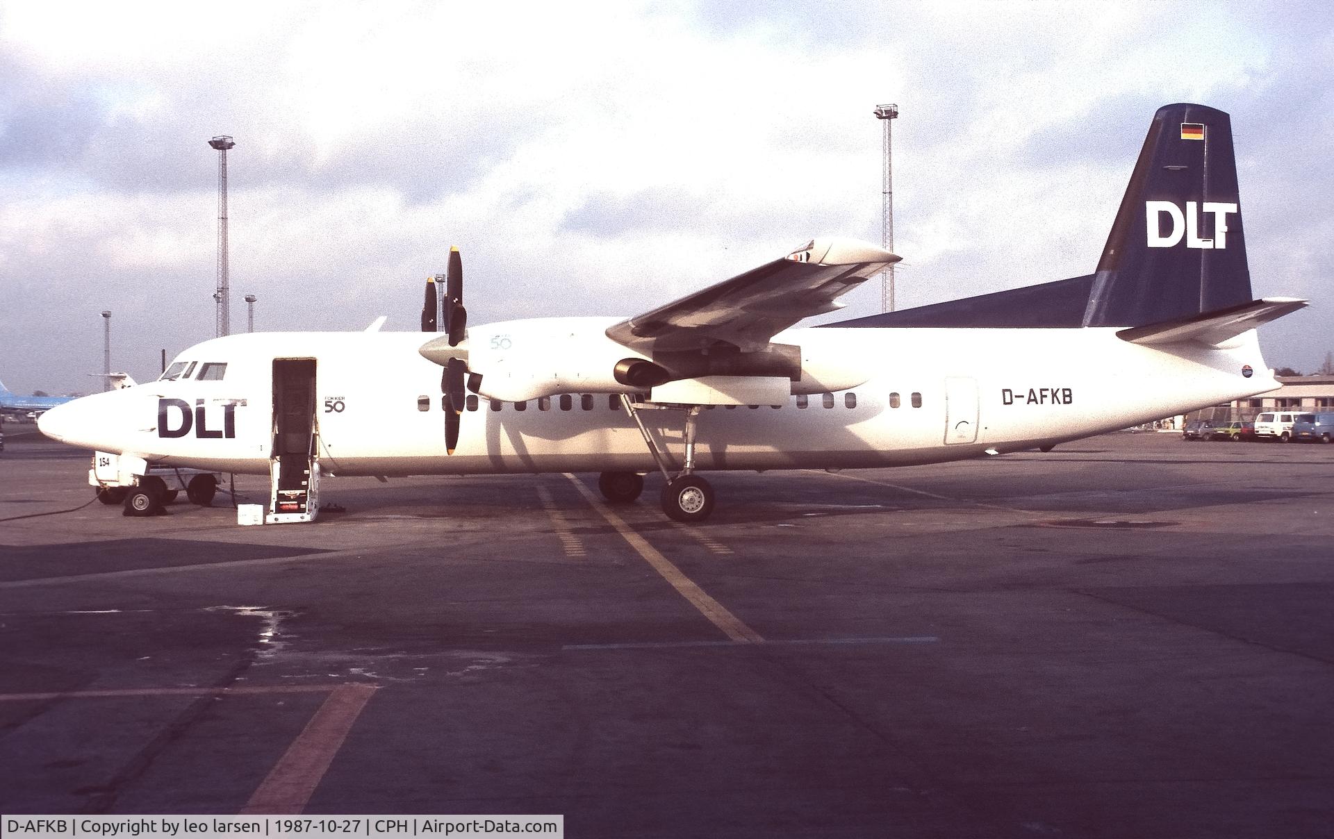 D-AFKB, 1987 Fokker 50 C/N 20105, Copenhagen 27.10.1987