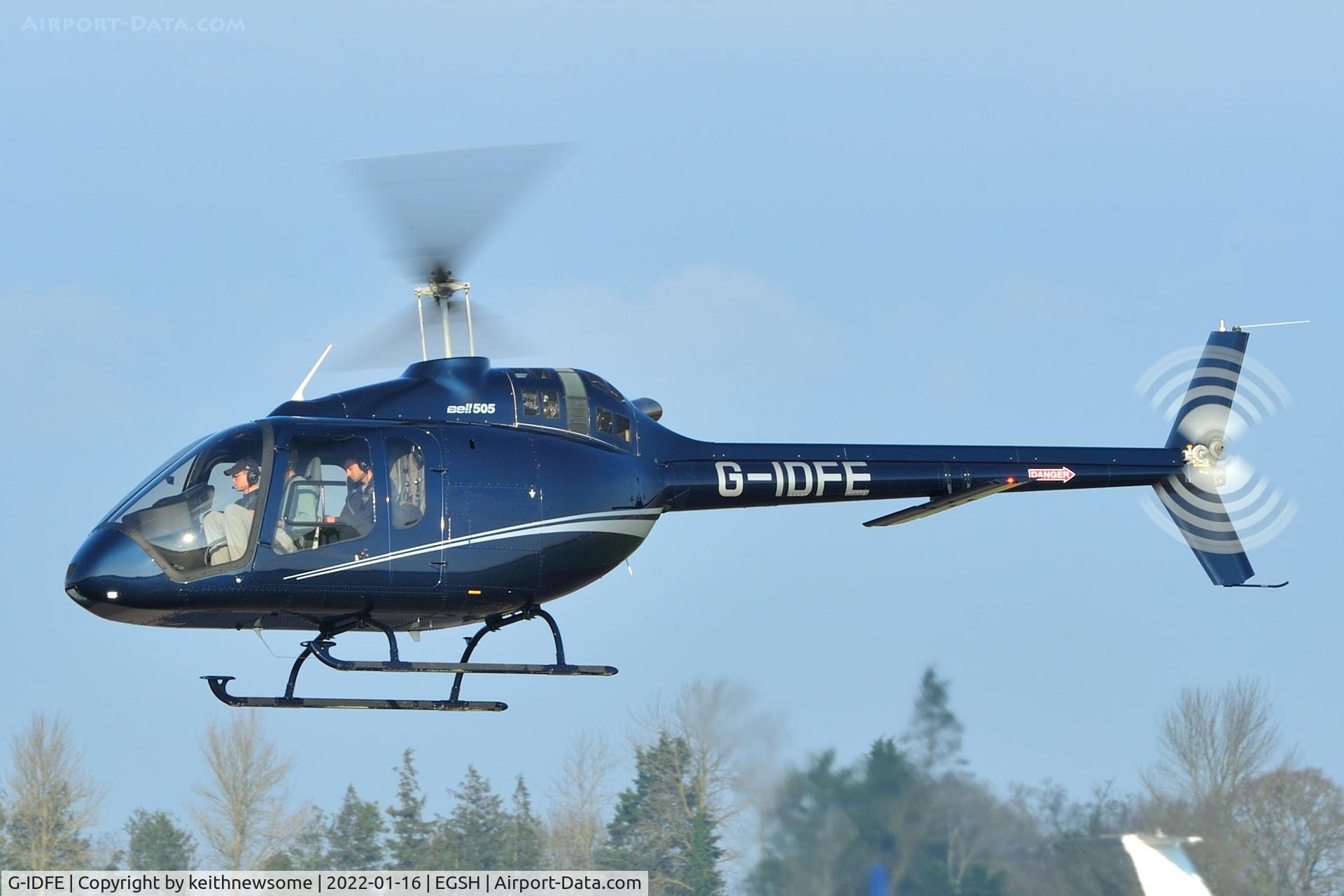 G-IDFE, 2019 Bell 505 Jet Ranger X C/N 65258, Arriving at Norwich.