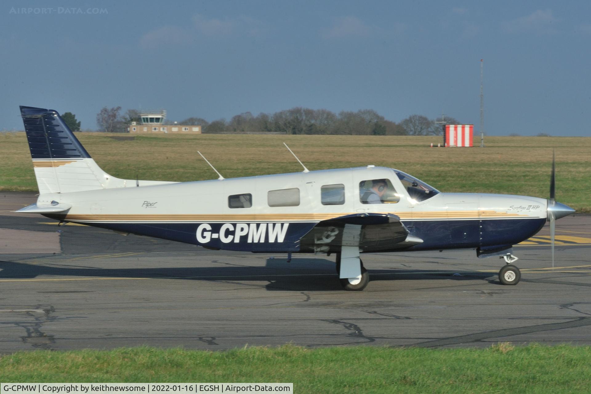 G-CPMW, 1994 Piper PA-32R-301 Saratoga II HP C/N 3213088, Leaving Norwich.