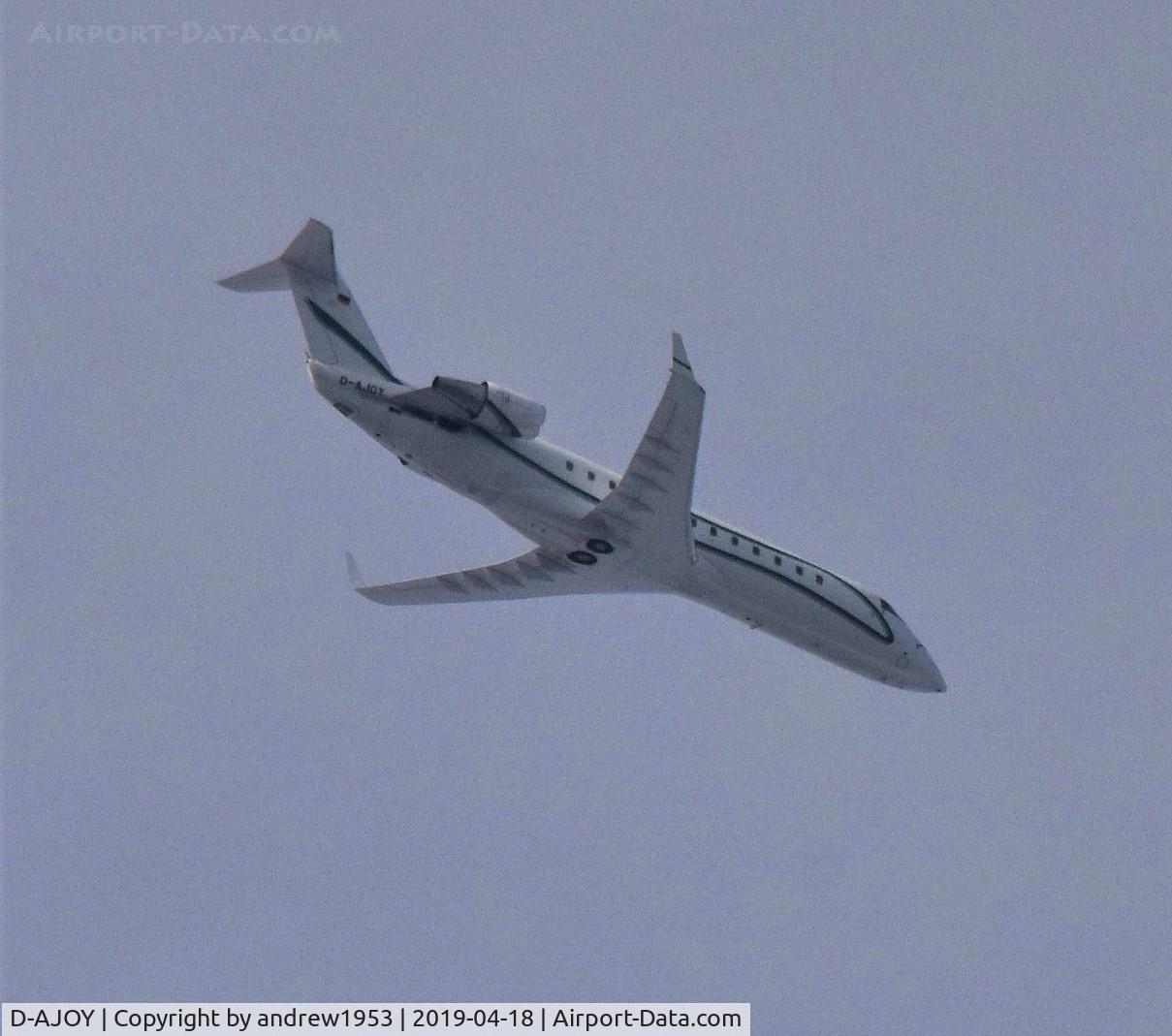 D-AJOY, 2007 Bombardier Challenger 850 (CL-600-2B19) C/N 8069, D-AJOY over the Bristol Channel.