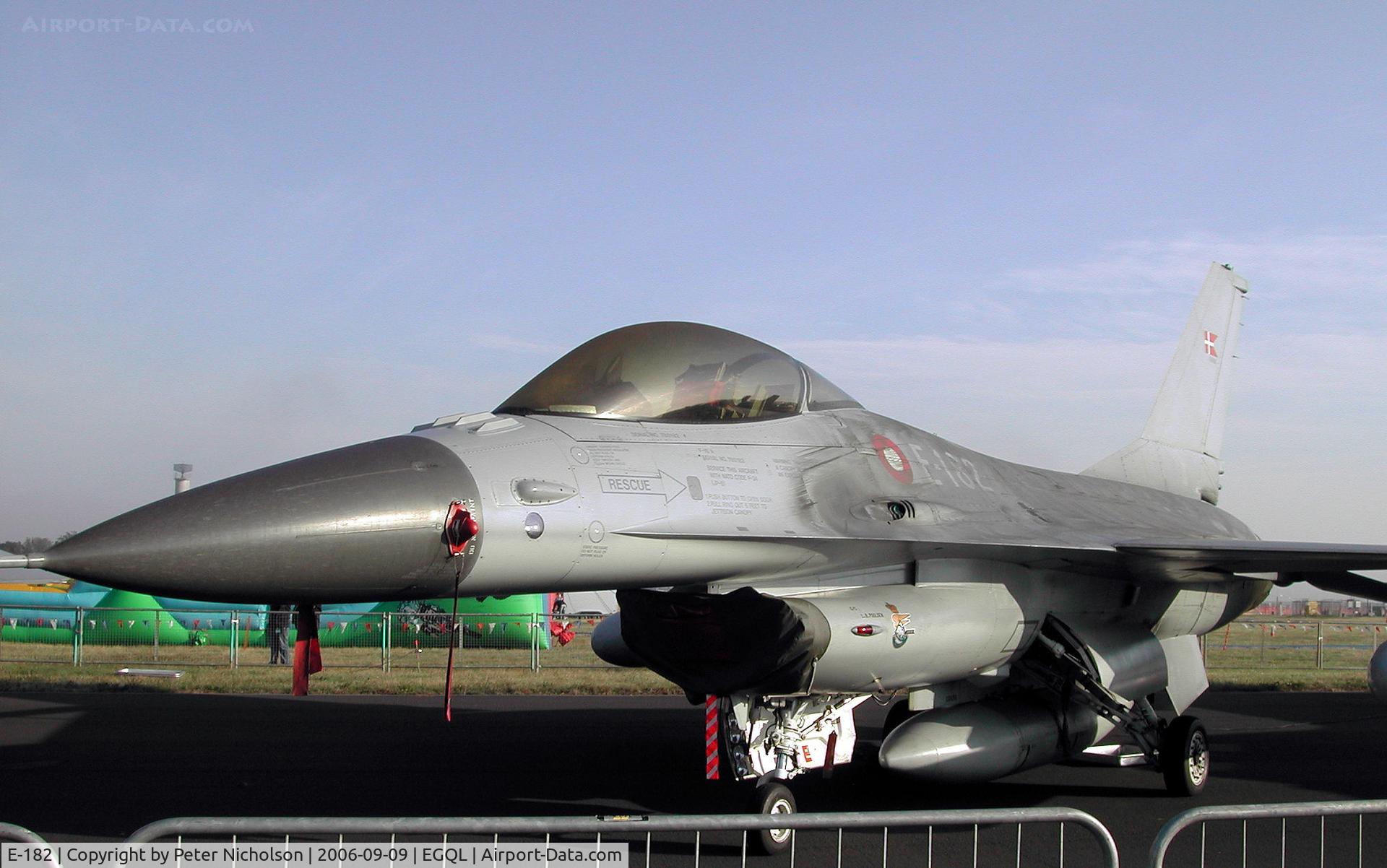E-182, SABCA F-16AM Fighting Falcon C/N 6F-9, F-16AM Falcon, Callsign Danish Air Force 3262A of Esk 730 on static display at the 2006 RAF Leuchars Airshow.