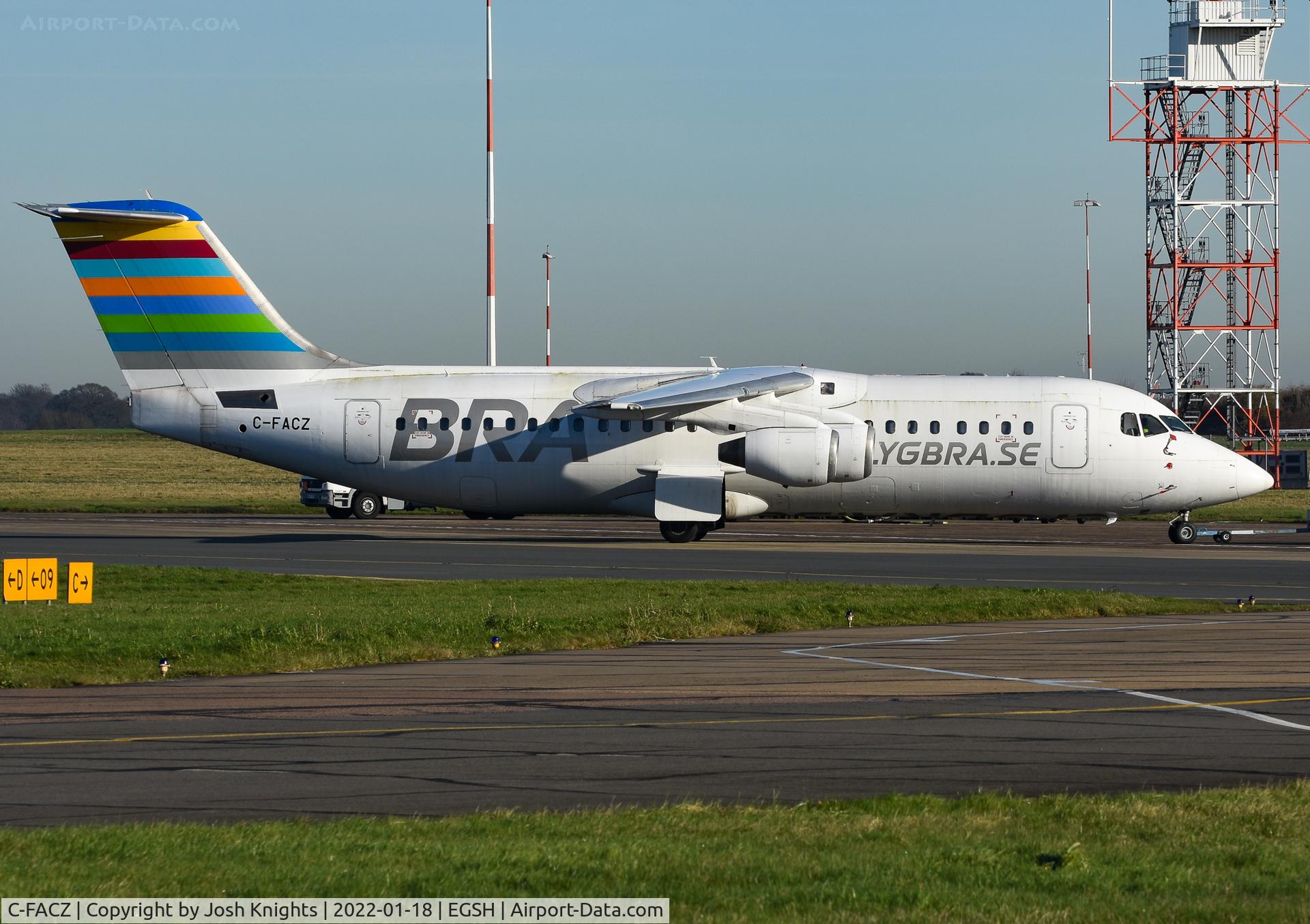 C-FACZ, British Aerospace BAe.146-100 C/N E3244, On Tug With KLMUK Engineering For Refuel.