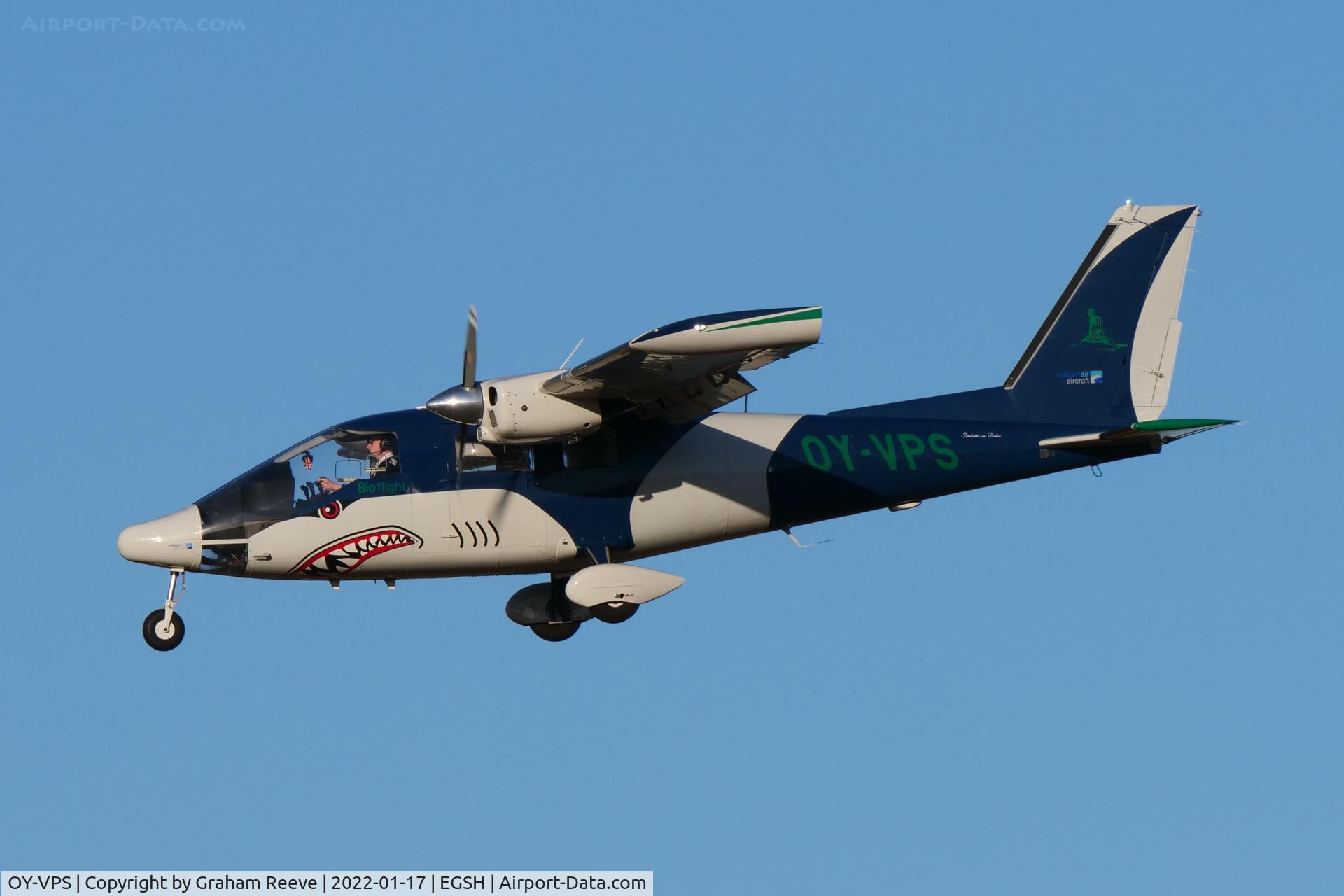 OY-VPS, 2020 Vulcanair P.68 Observer 2 C/N 495-50/OB2, Landing at Norwich.