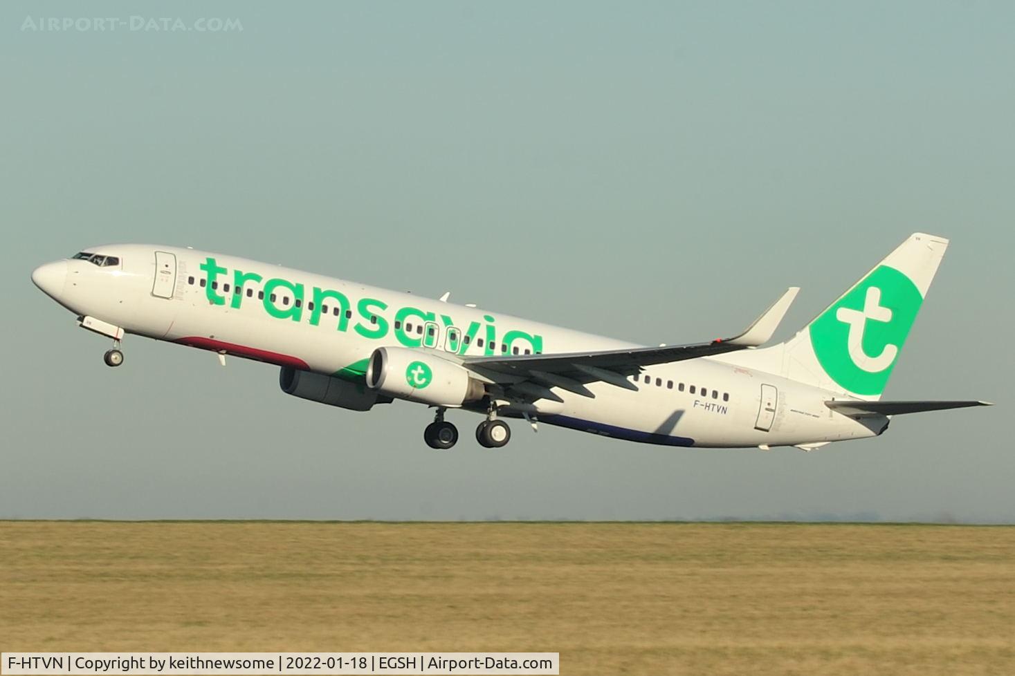 F-HTVN, 2006 Boeing 737-8GJ C/N 34896, Leaving Norwich for Paris.