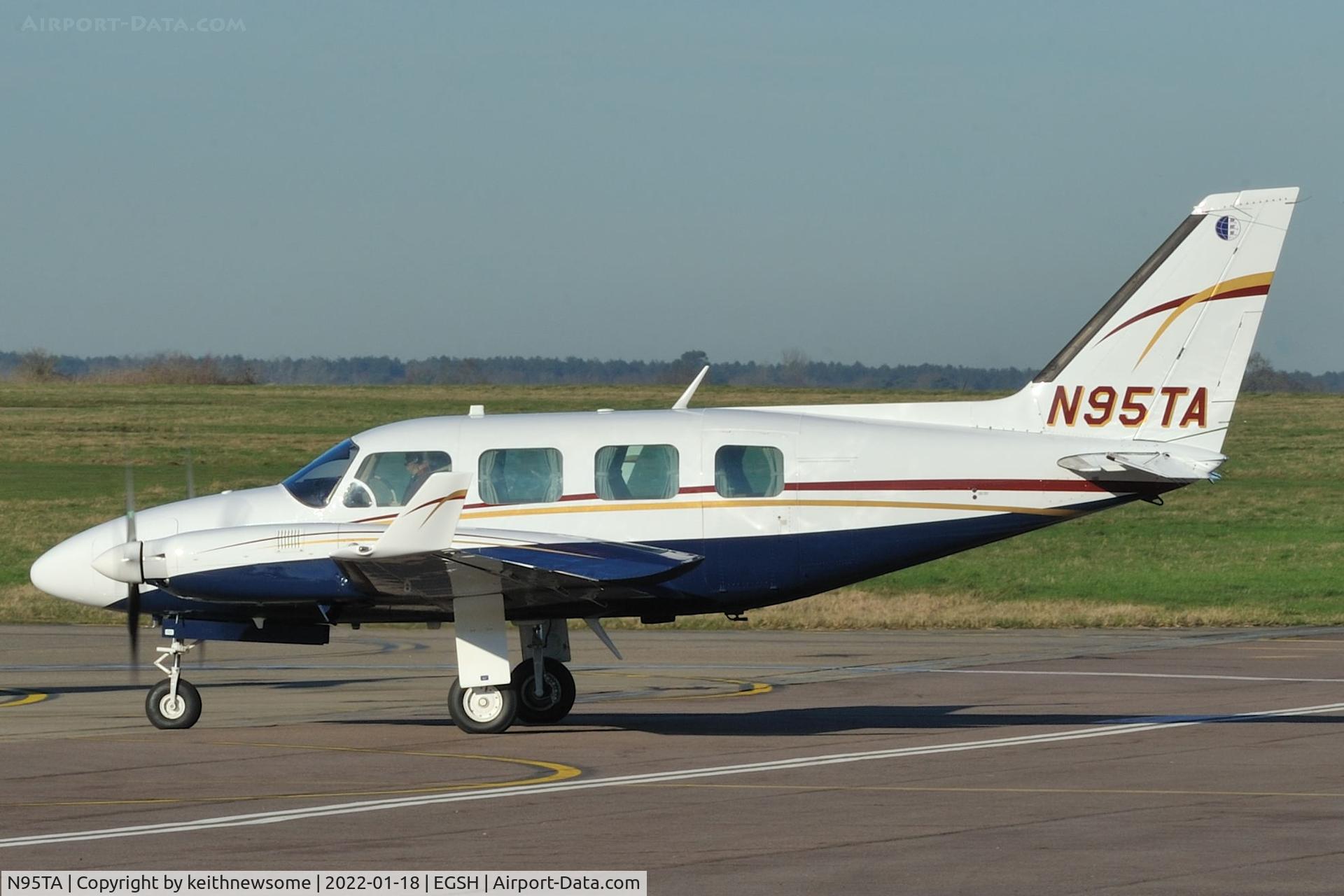 N95TA, 1973 Piper PA-31-310 Navajo C/N 31-7300971, Arriving at Norwich from Newcastle.