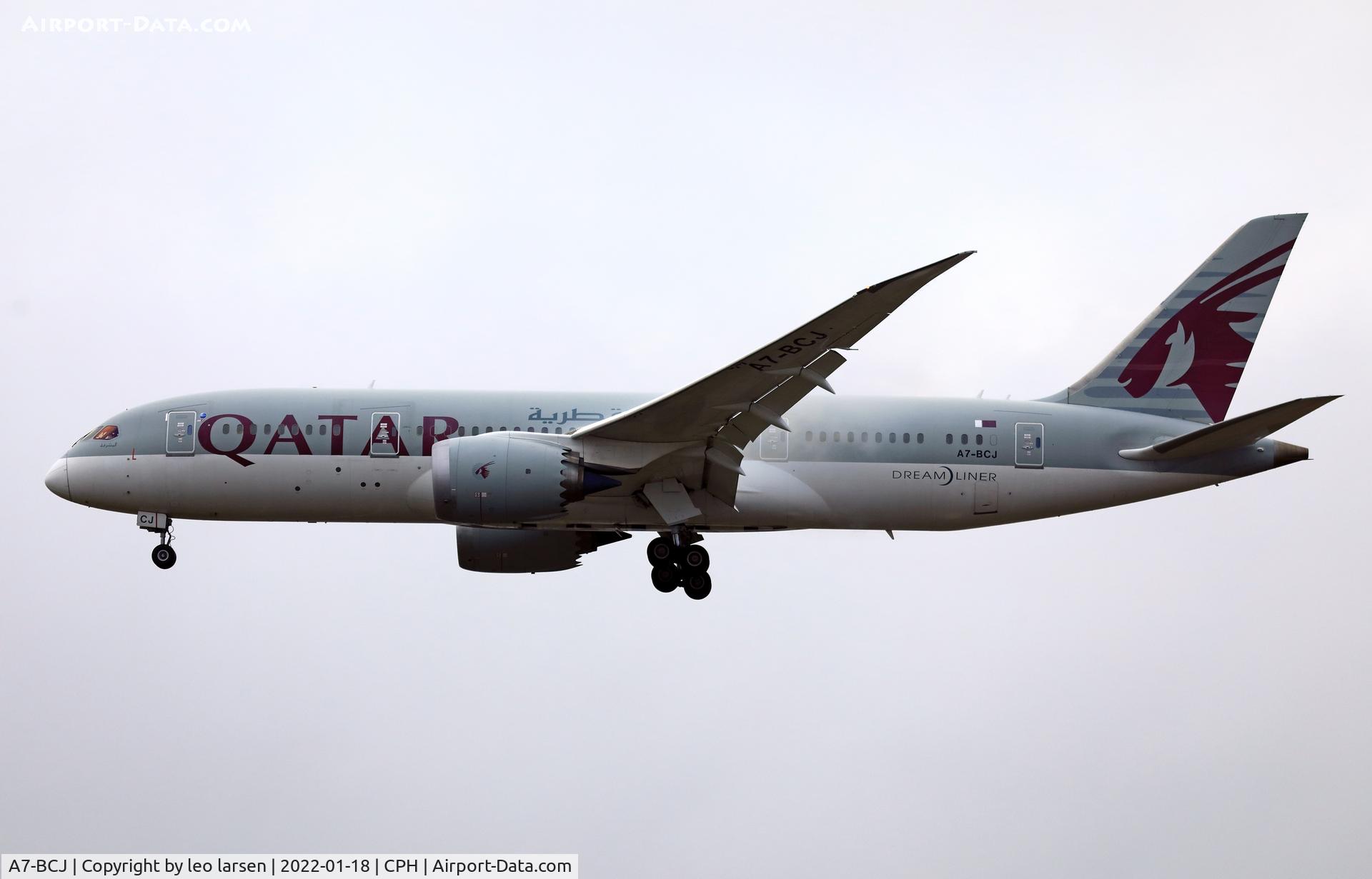 A7-BCJ, 2014 Boeing 787-8 Dreamliner C/N 38328, Copenhagen 18.1.2022