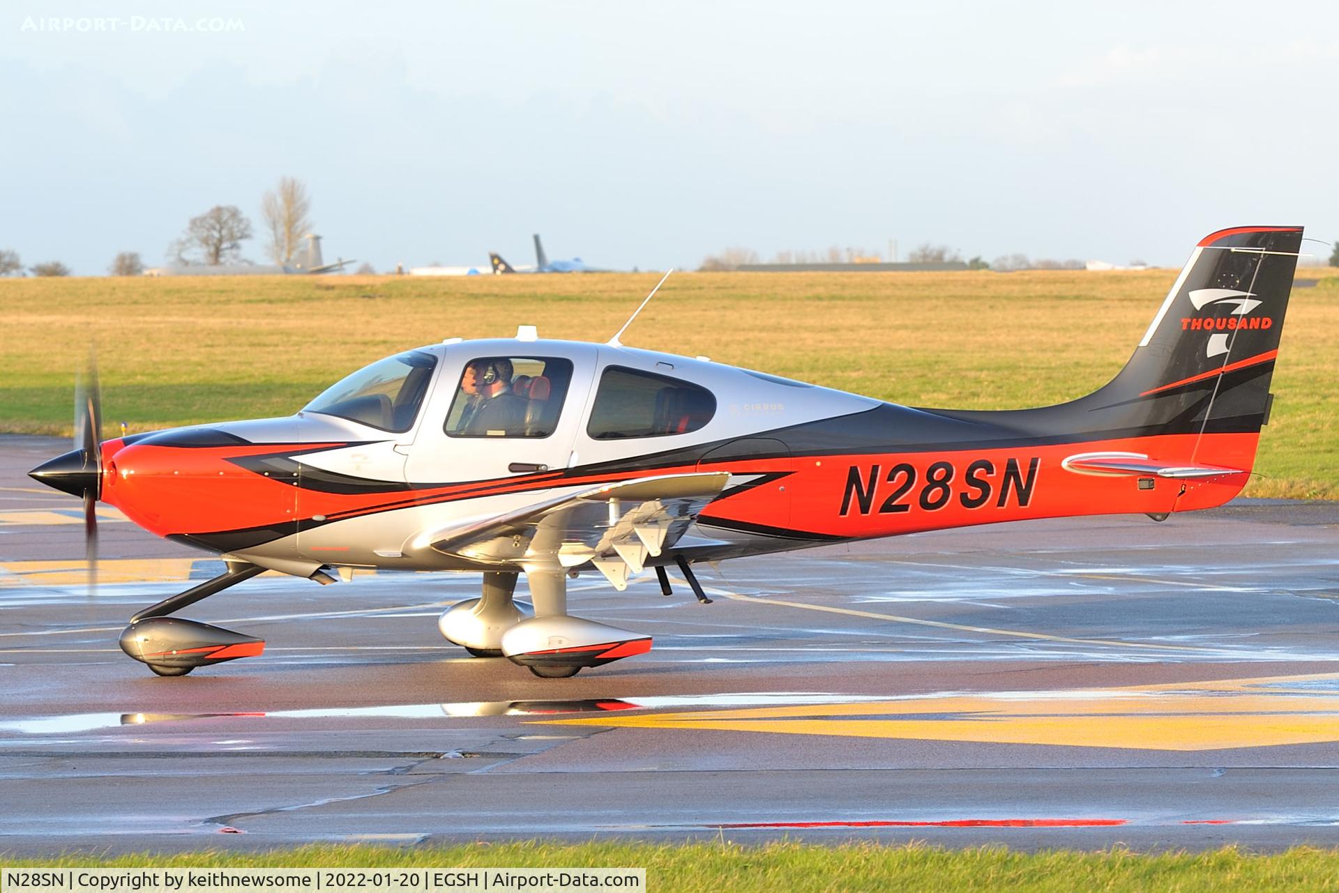 N28SN, 2018 Cirrus SR-22T C/N 1729, Arriving at Norwich from Biggin Hill.