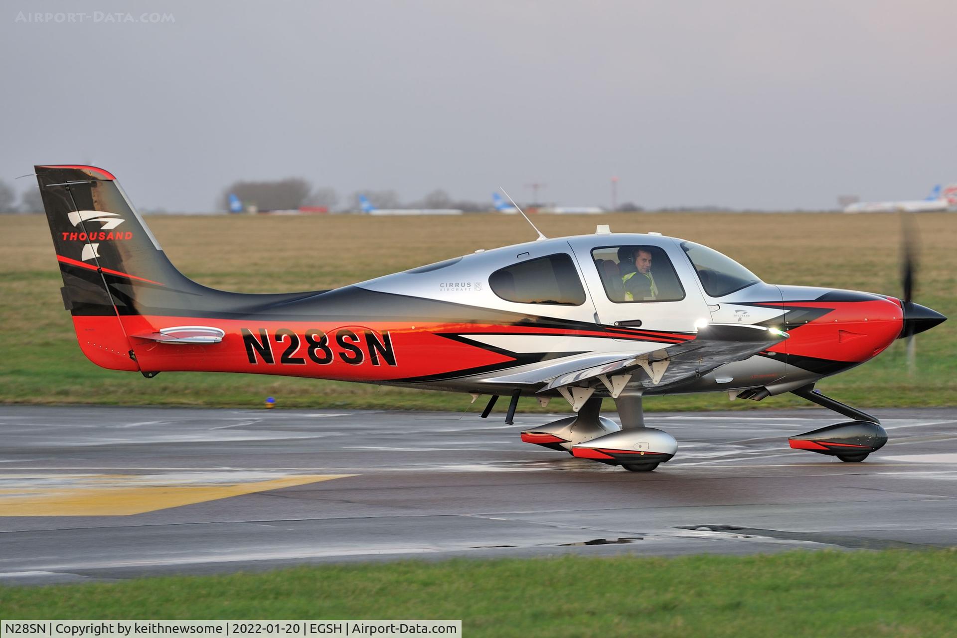 N28SN, 2018 Cirrus SR-22T C/N 1729, Leaving Norwich for Biggin Hill.