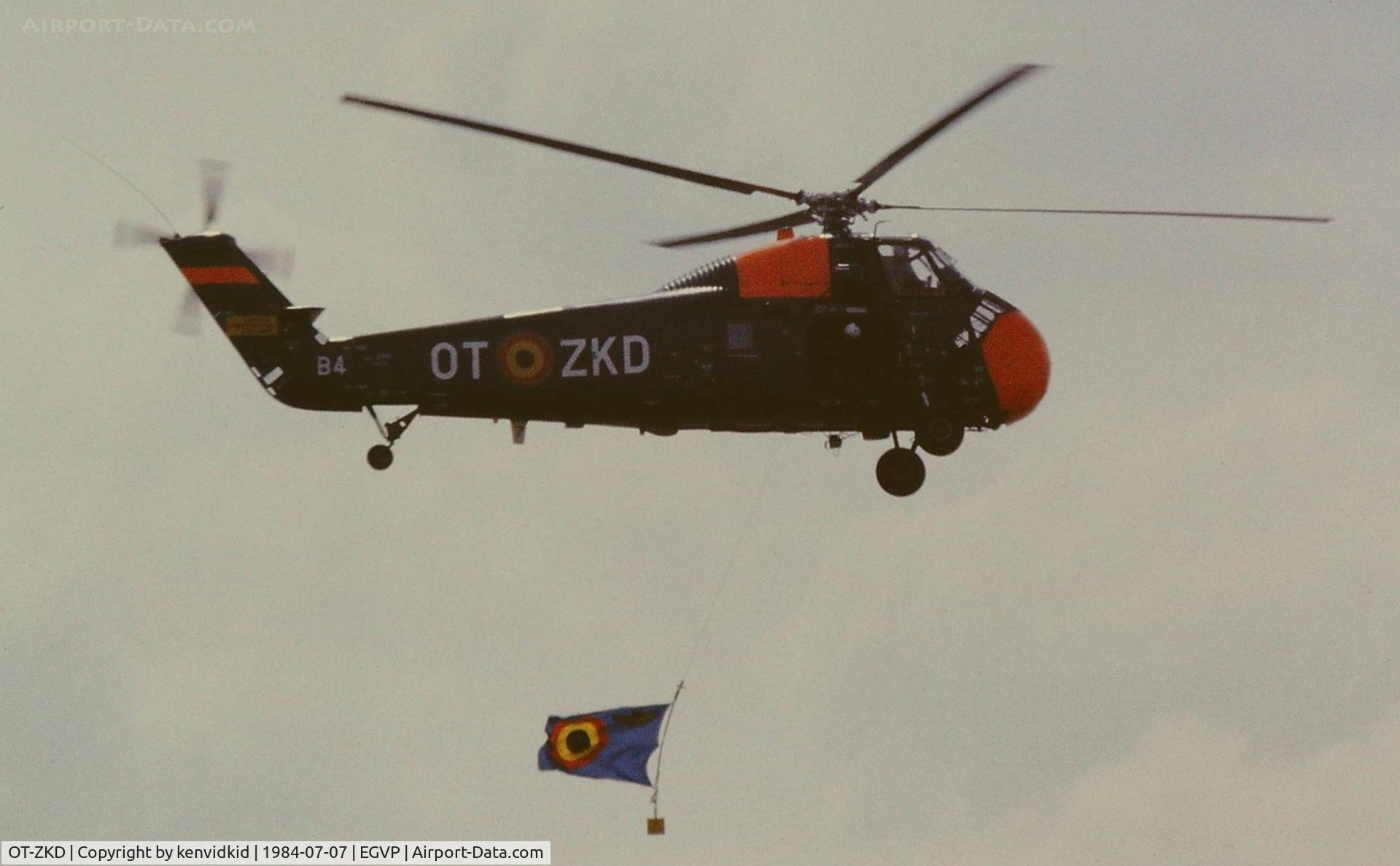 OT-ZKD, Sikorsky HSS-1 Seabat (S-58) C/N SA145, Departing Middle Wallop 1984.