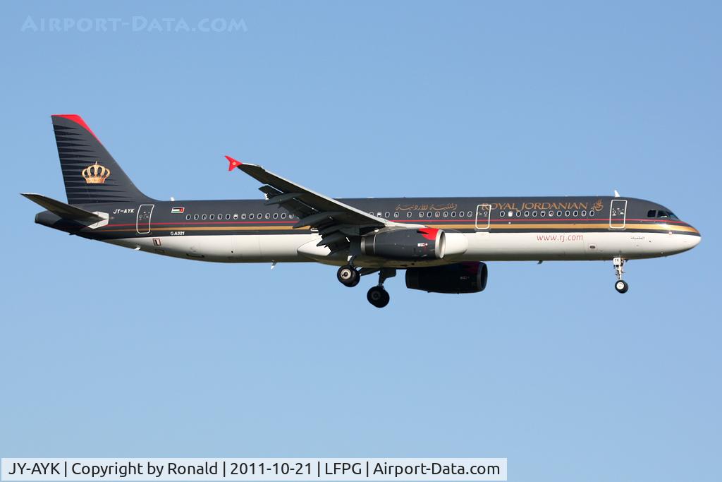 JY-AYK, 2008 Airbus A321-231 C/N 3522, at cdg