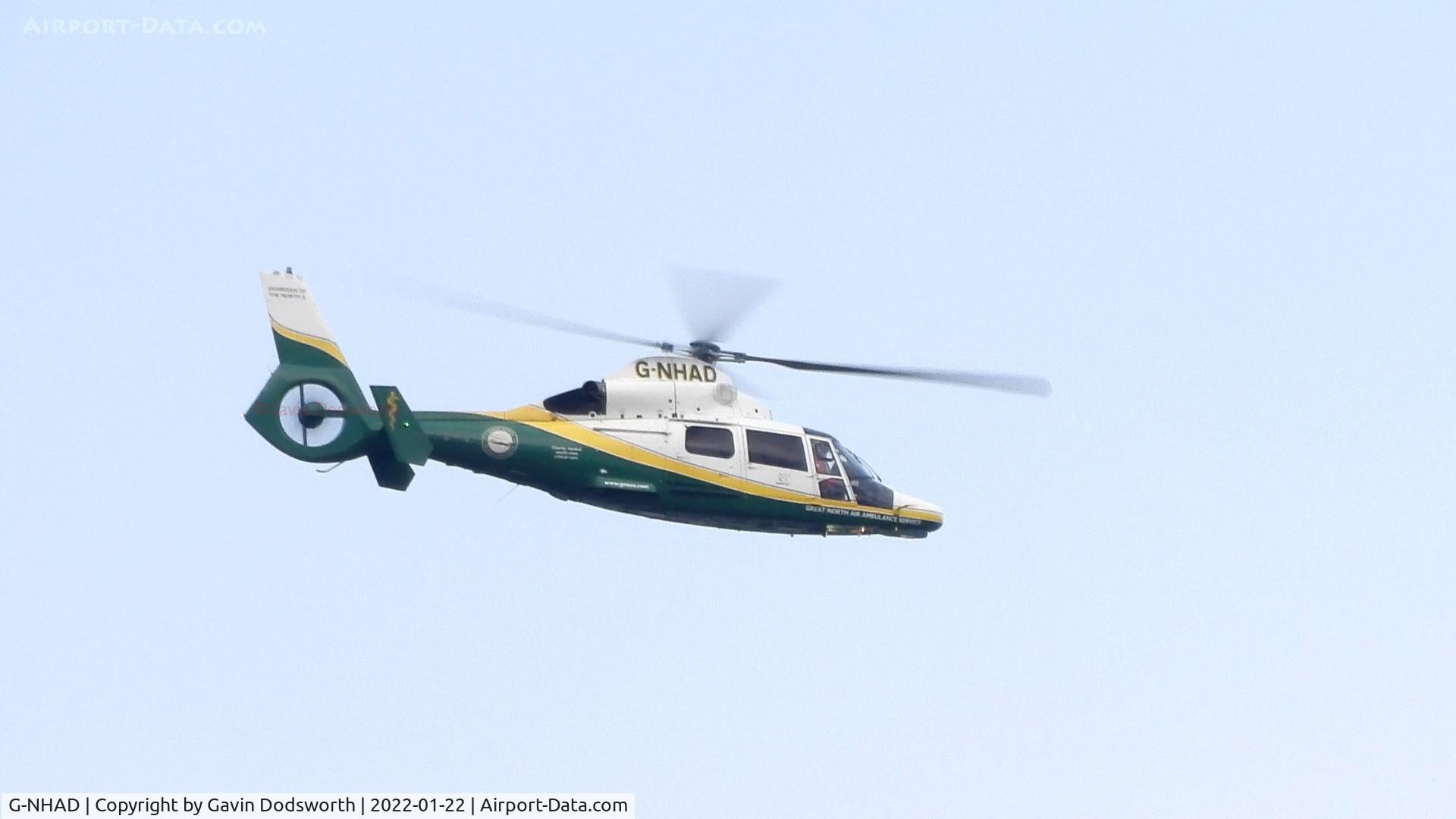 G-NHAD, 2015 Airbus Helicopters AS-365N-3+ Dauphin C/N 6979, Flying over Darlington on Saturday 22nd January 2022
