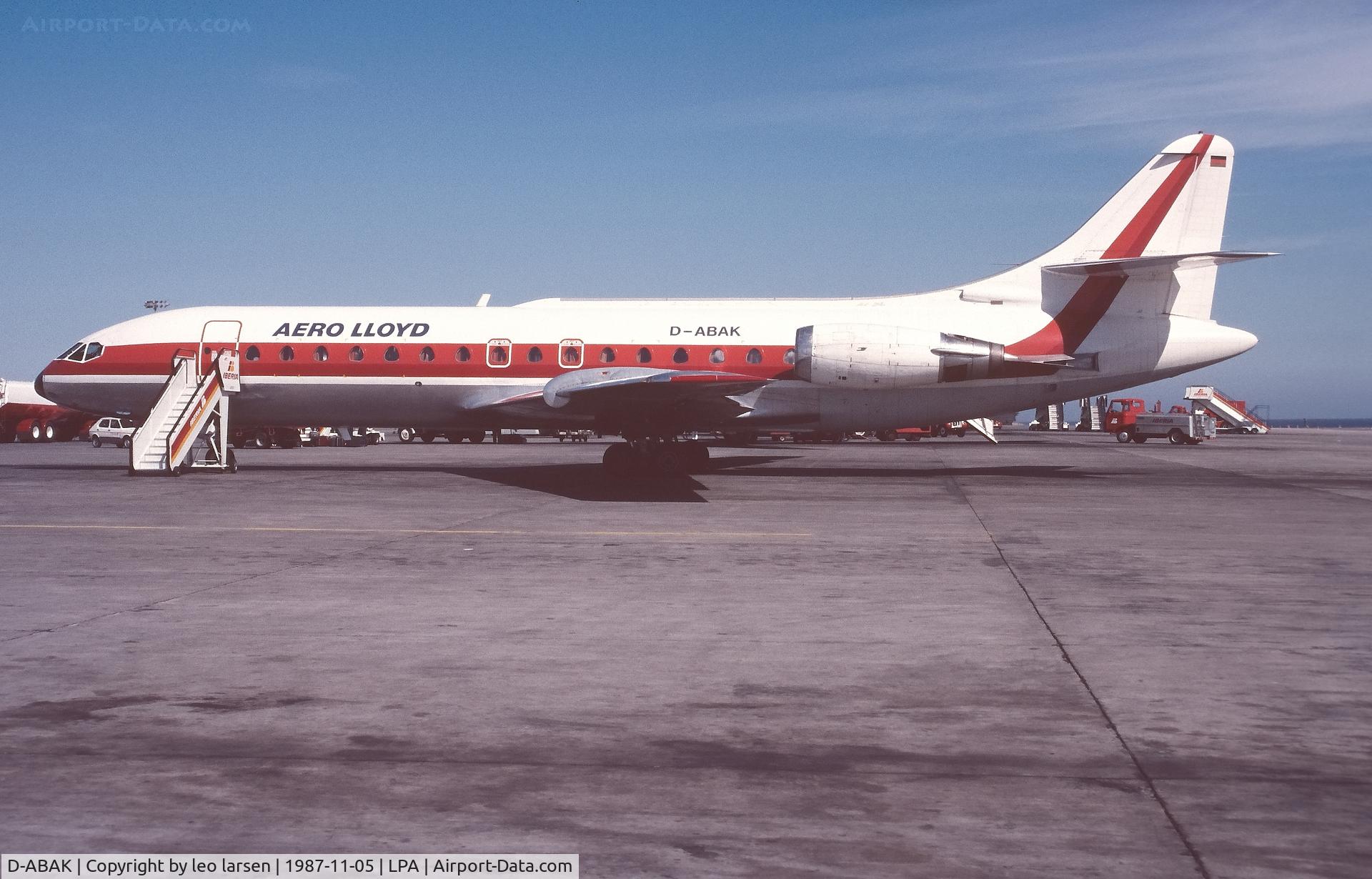 D-ABAK, 1967 Sud Aviation SE-210 Caravelle 10R C/N 232, Las Palmas 5.11.1987