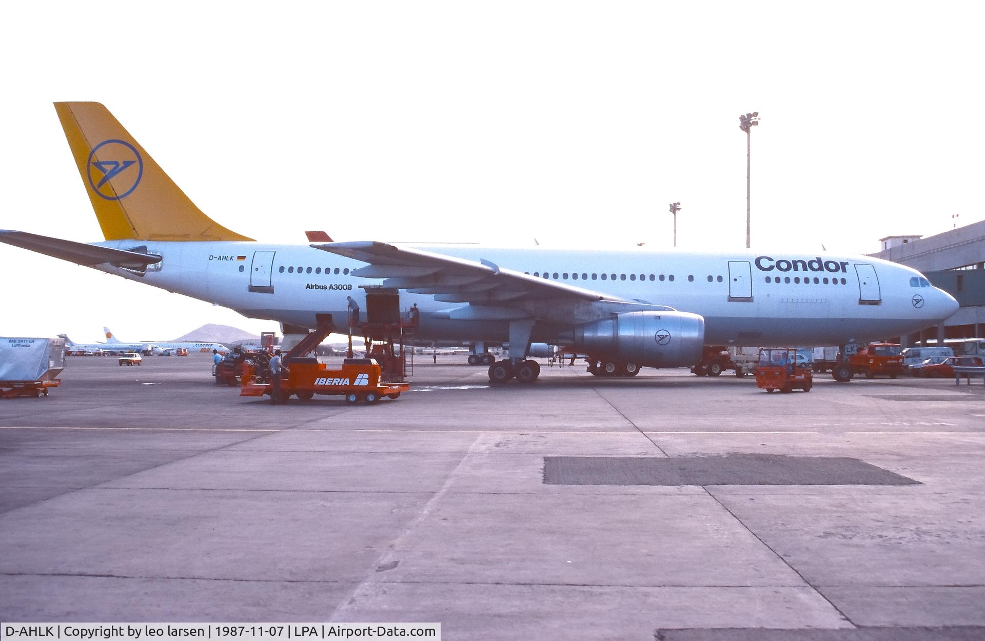 D-AHLK, 1981 Airbus A300B4-203 C/N 174, Las Palmas 7.11.1987
