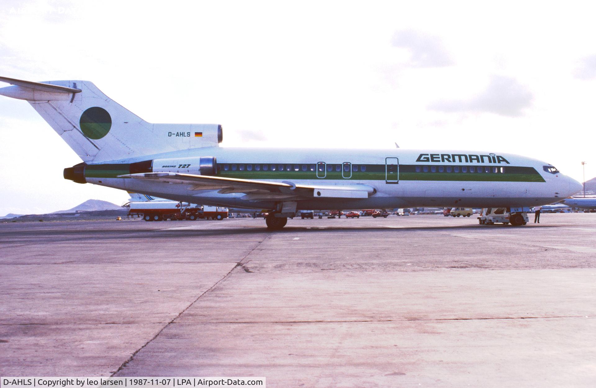 D-AHLS, 1966 Boeing 727-89 C/N 19139, Las Palmas 7.11.1987