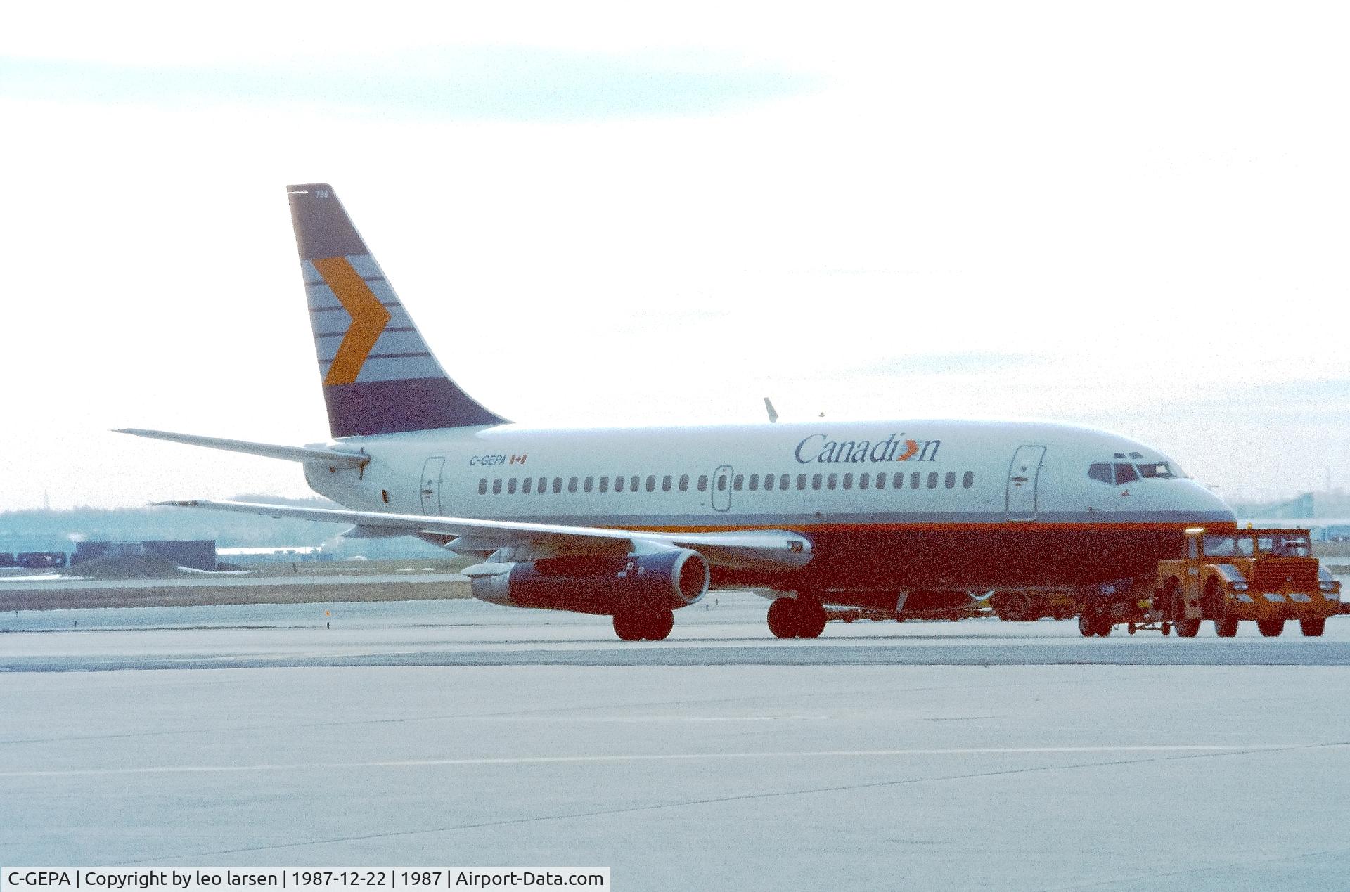 C-GEPA, 1974 Boeing 737-2E1 C/N 20976, Toronto 22.12.1987
