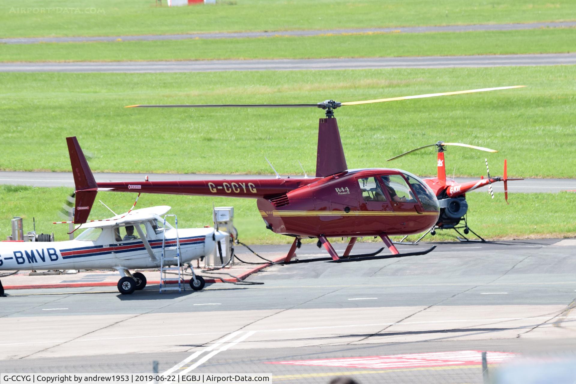 G-CCYG, 2004 Robinson R44 Raven II C/N 10424, G-CCYG at Gloucestershire Airport.