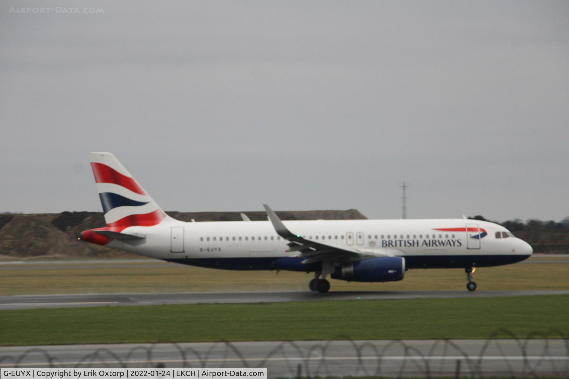 G-EUYX, 2014 Airbus A320-232 C/N 6155, G-EUYX taking off rw 22R