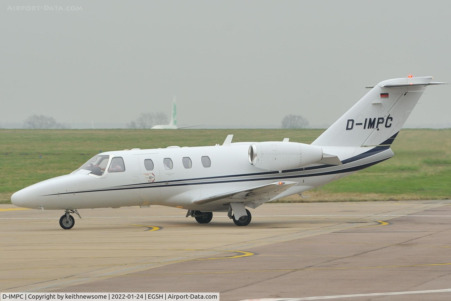 D-IMPC, 1996 Cessna 525 CitationJet CJ1 C/N 525-0126, Arriving at Norwich from Hamburg.